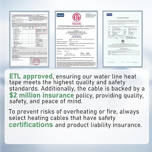 Vista 25 de HEATIT JHSF - Cable calefactor de tuberías autorregulable preensamblado de 30 pies y 120 V