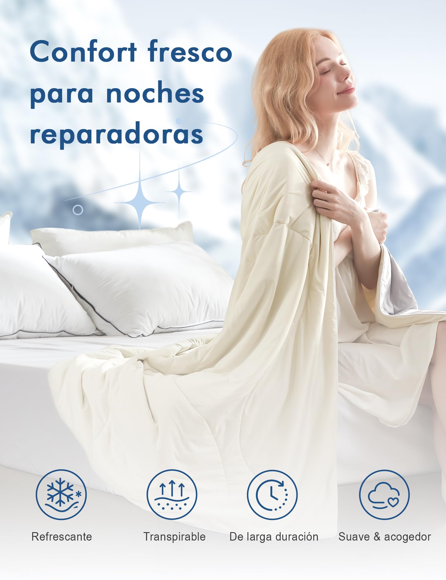 DWR Manta Refrescante 150x200cm, Relleno 100% Seda Salvaje, Q-MAX > 0,4,Manta de Enfriamiento Verano Doble Cara, Transpirable Suave, Antiestático, para Personas Que Duermen con Calor