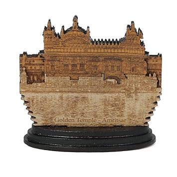 BISMAADH Handicraft Religious Wooden Photo Frame Showpiece Specially Use for Car-Dashboard Home Decor, Pooja Room, Temple & House Warming Gift Purpose (Golden Temple)