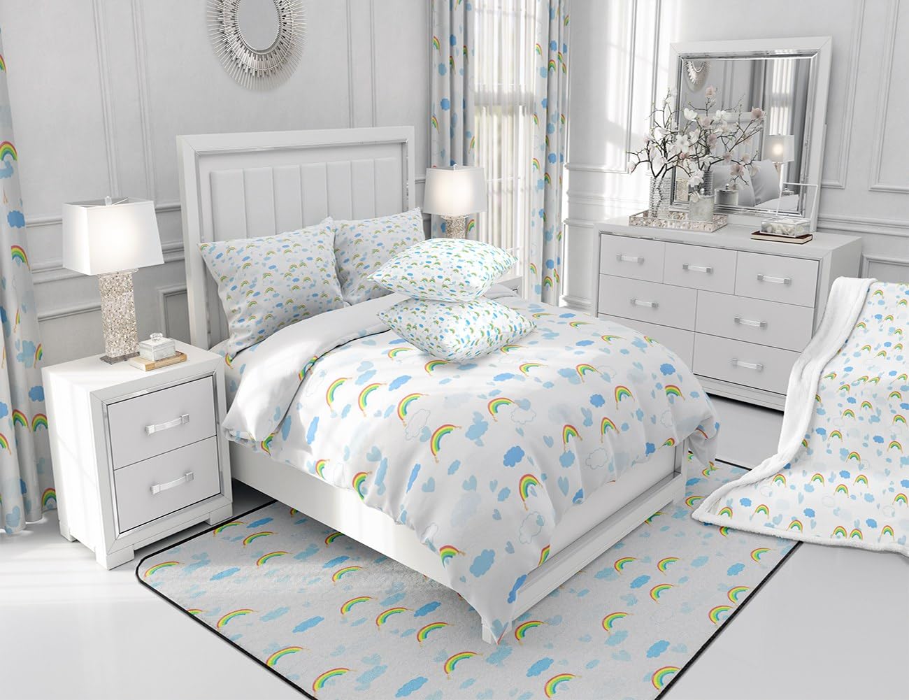 Manfei Set di biancheria da letto double-face con motivo a quadri