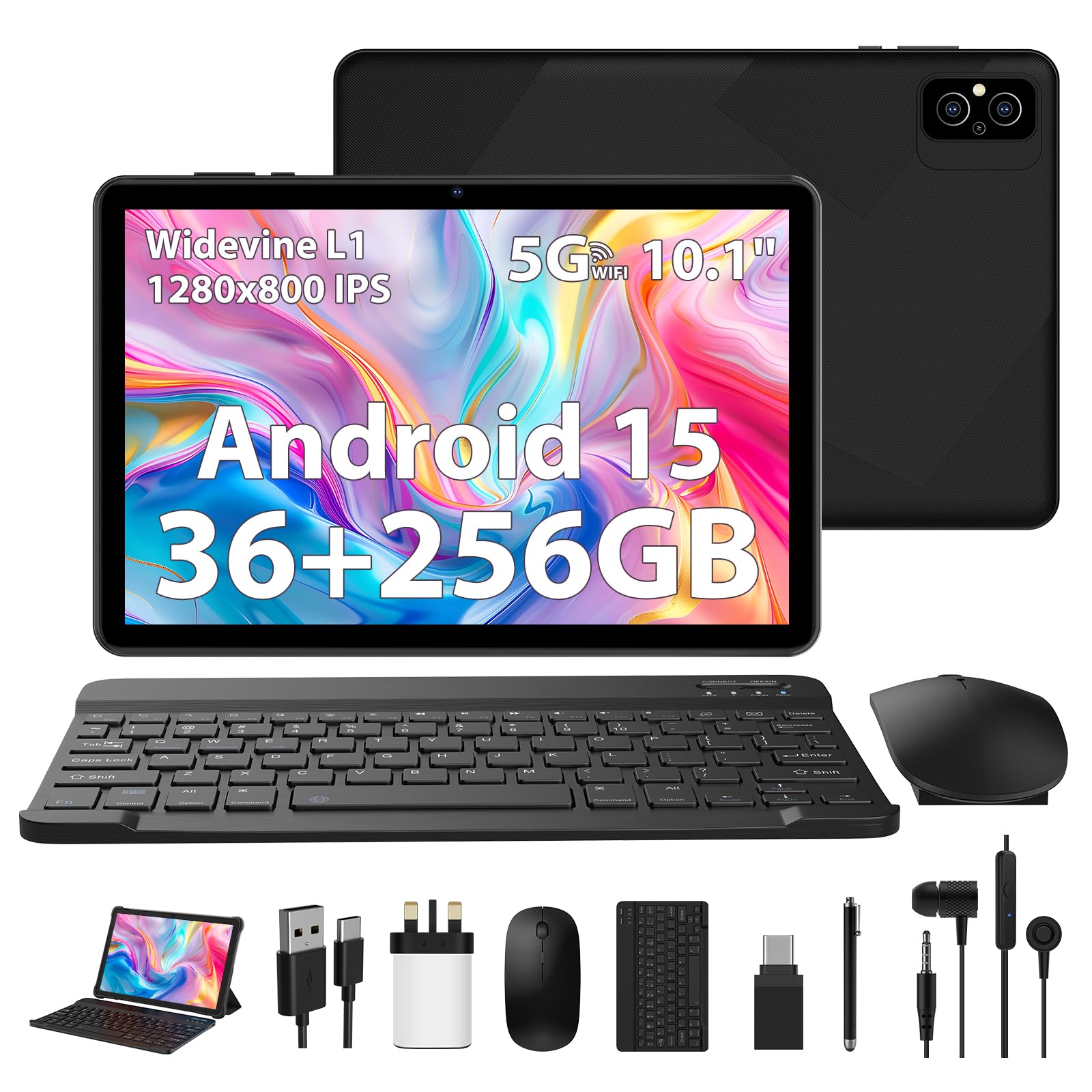 AXETOP 10 inch Tablet PC Android 15, 36GB RAM+128GB ROM (1TB TF