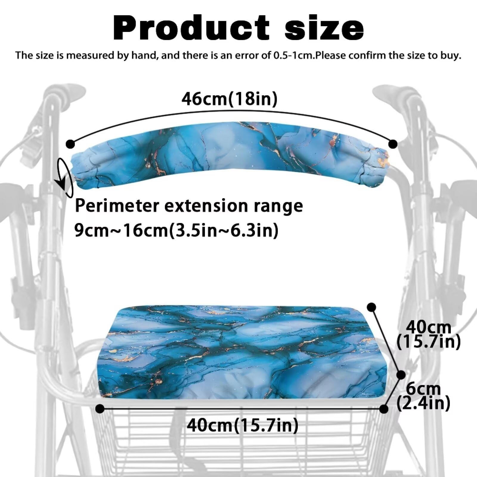Blue Marble Accessories for Rollator Walkers Pattern Rollator Walker Seat and Backrest Covers Removable & Washable Walkers for Seniors with Seat Gift Covers for Men Ladies — Amazon image 6