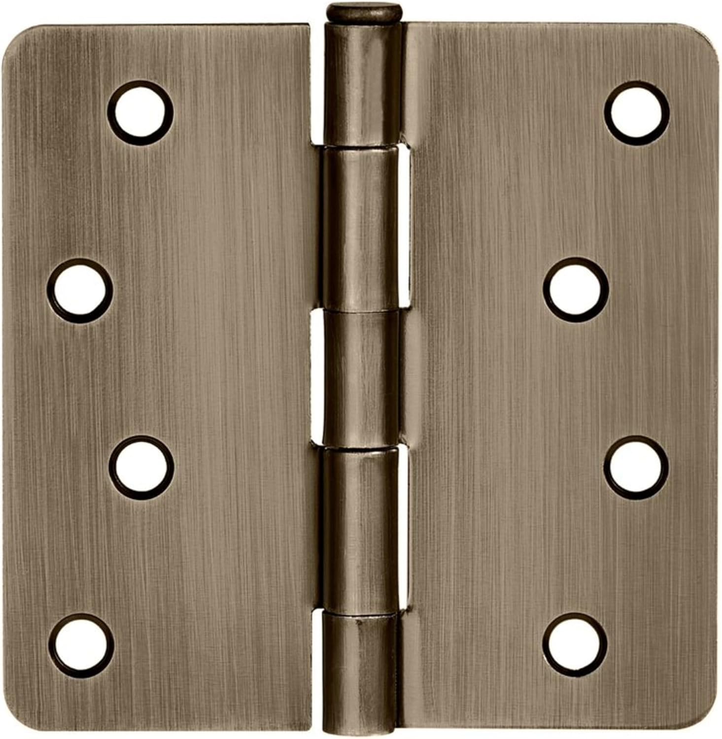 Design House Door Hinges for Interior Doors 6-Pack 4-inch x 4-inch – Rounded 1/4-inch Radius Steel Door Hinge – Antique Brass – Fits Standard Doors – Design House 186080