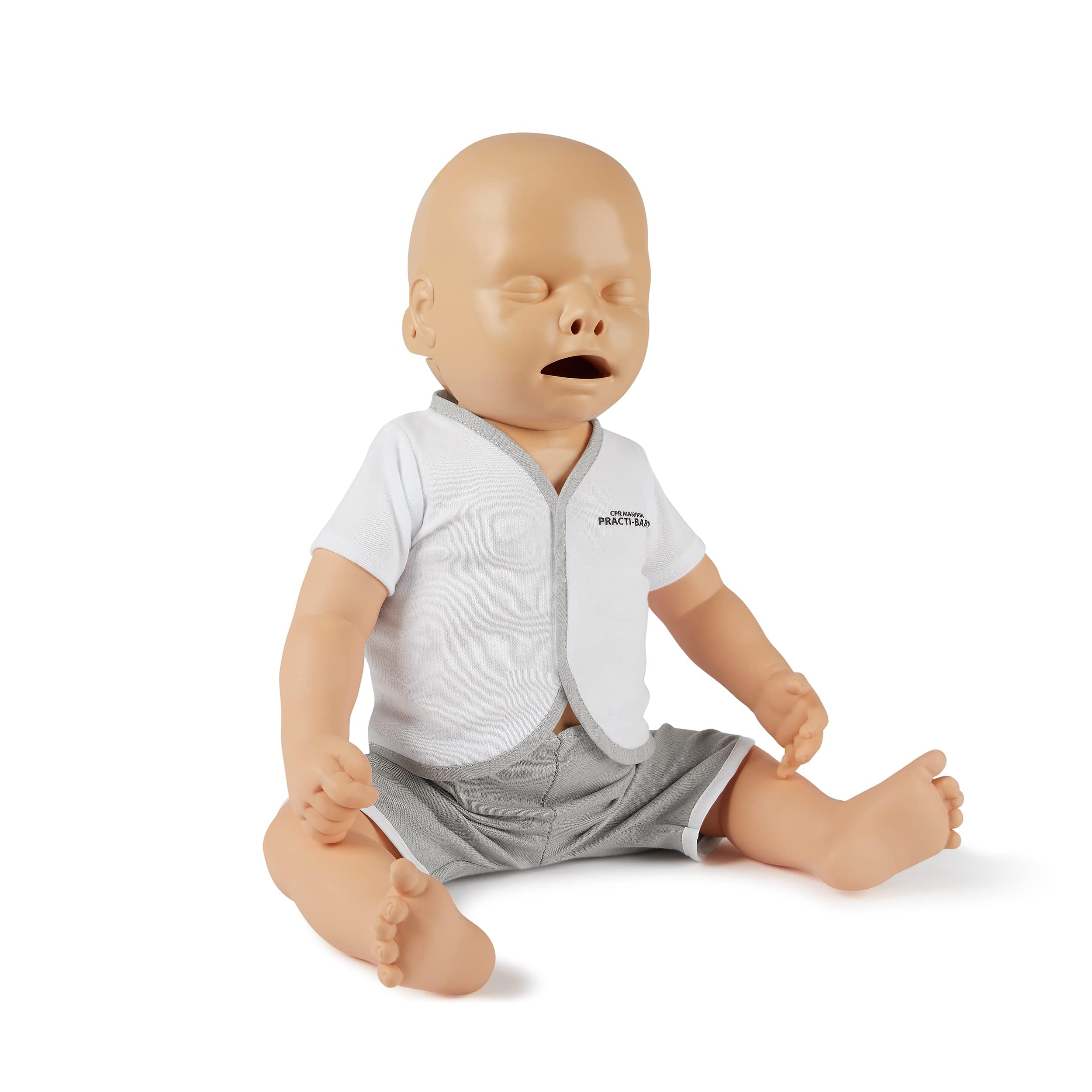 PULOX Practi-Baby Reanimationspuppe mit Gesichtsmaske & Tragetasche | Trainingspuppe für CPR- und HLW-Schulungen, inklusive 4 Luftbeuteln für realistische Übungseinheiten