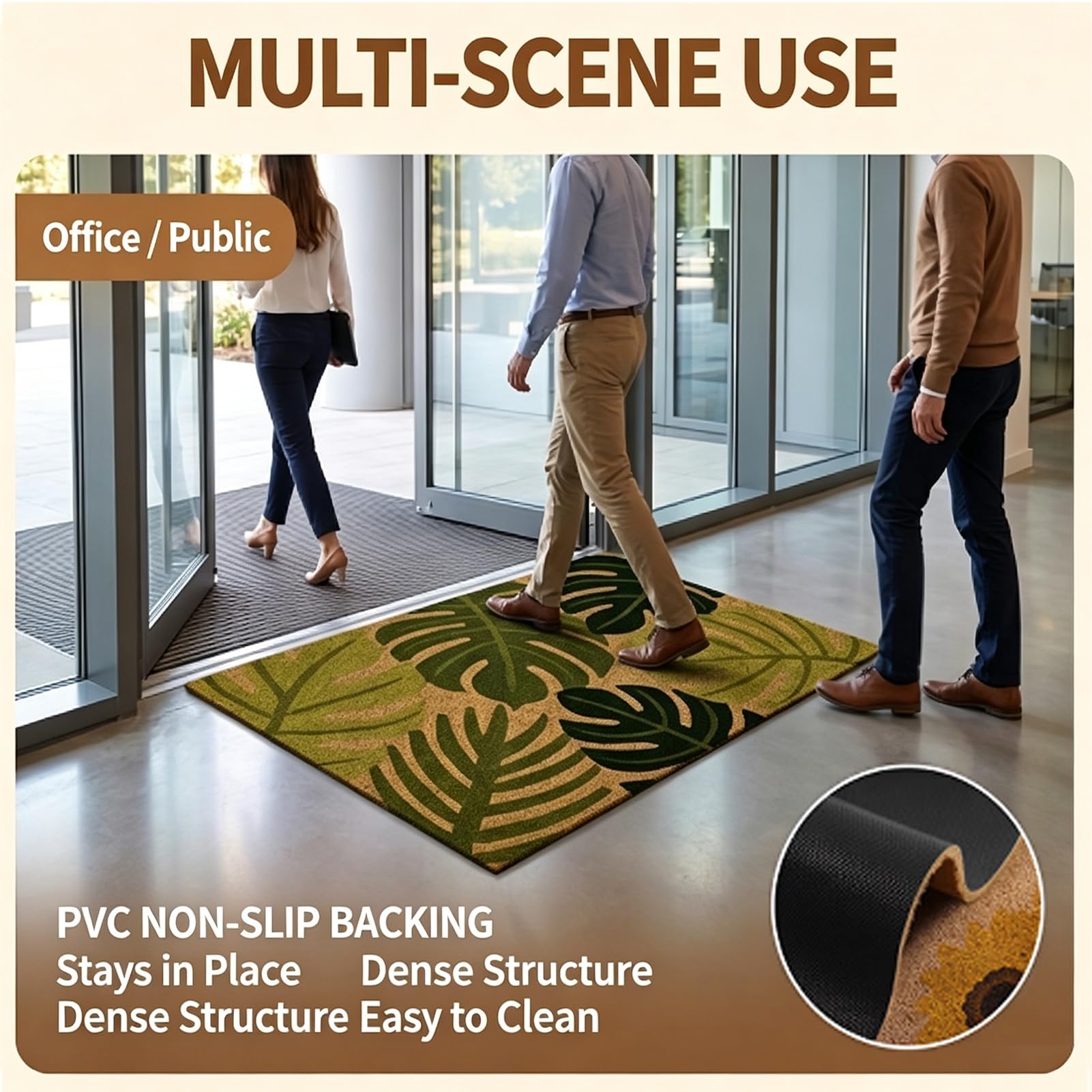 Zerbini Per Ingresso Esterno Tappeto Impermeabile | Non-slip Low Profile Durable Door Mat per Ingresso Interno Esterno Tappeto Esterno Terrazzo(A,60x90cm)