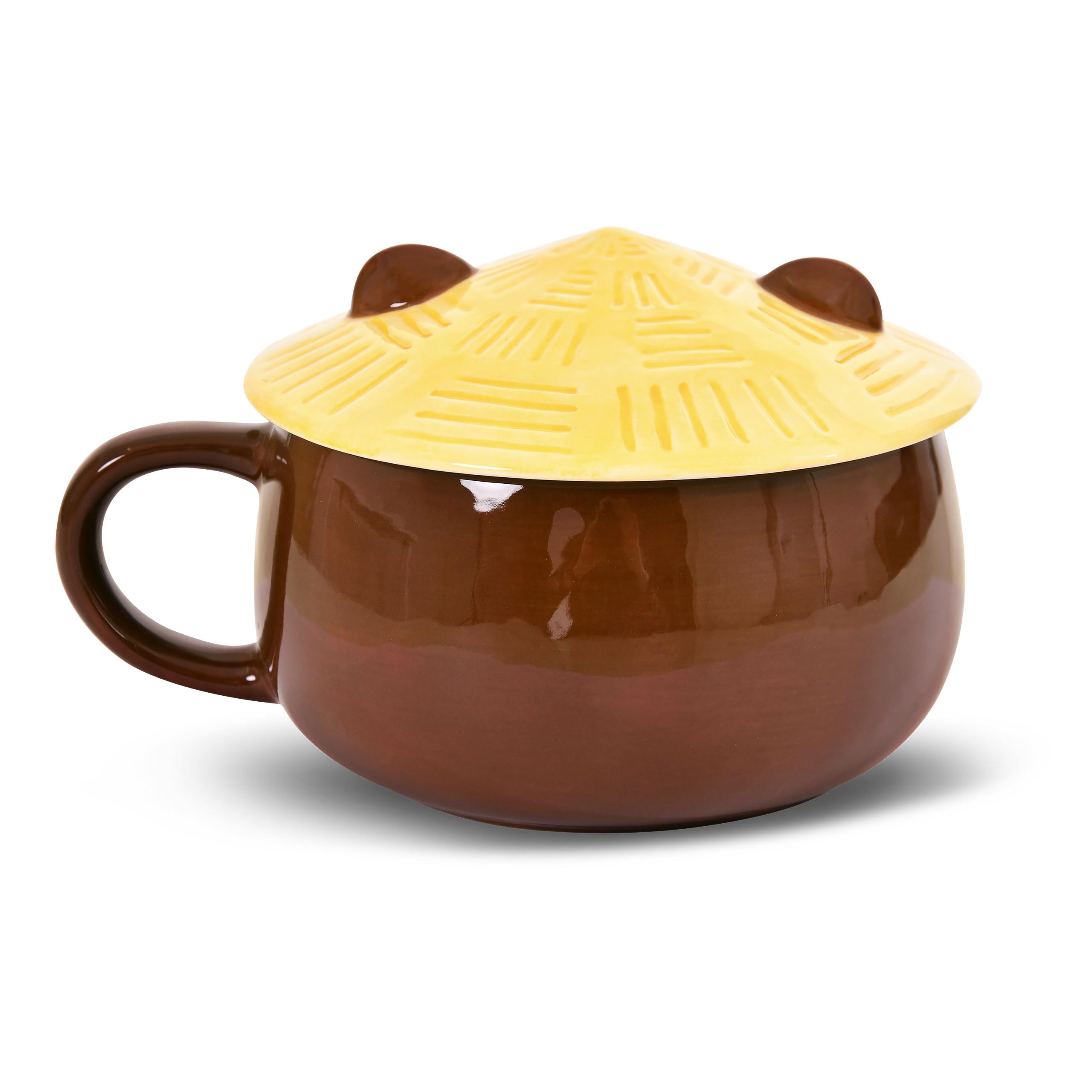 Elbenwald Mug Kawaii Otter Design with Lid - Capacity 450 ml, Height 9 cm (with Lid) - in Ceramic Brown for Anime Fans - Image 4