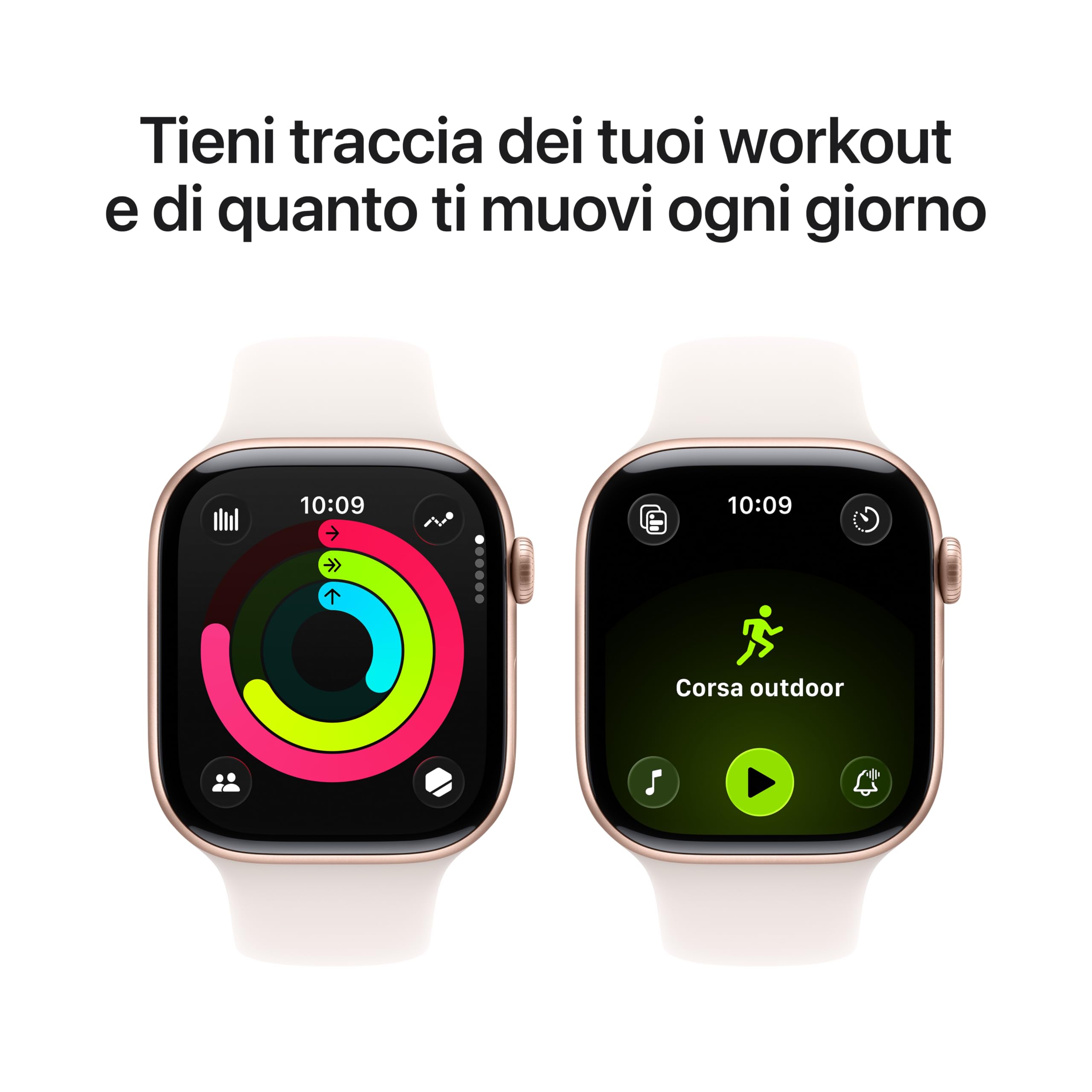 Apple Watch Series 11 GPS, Cassa 46 mm in alluminio color oro rosa con Cinturino Sport rosa fard - S/M