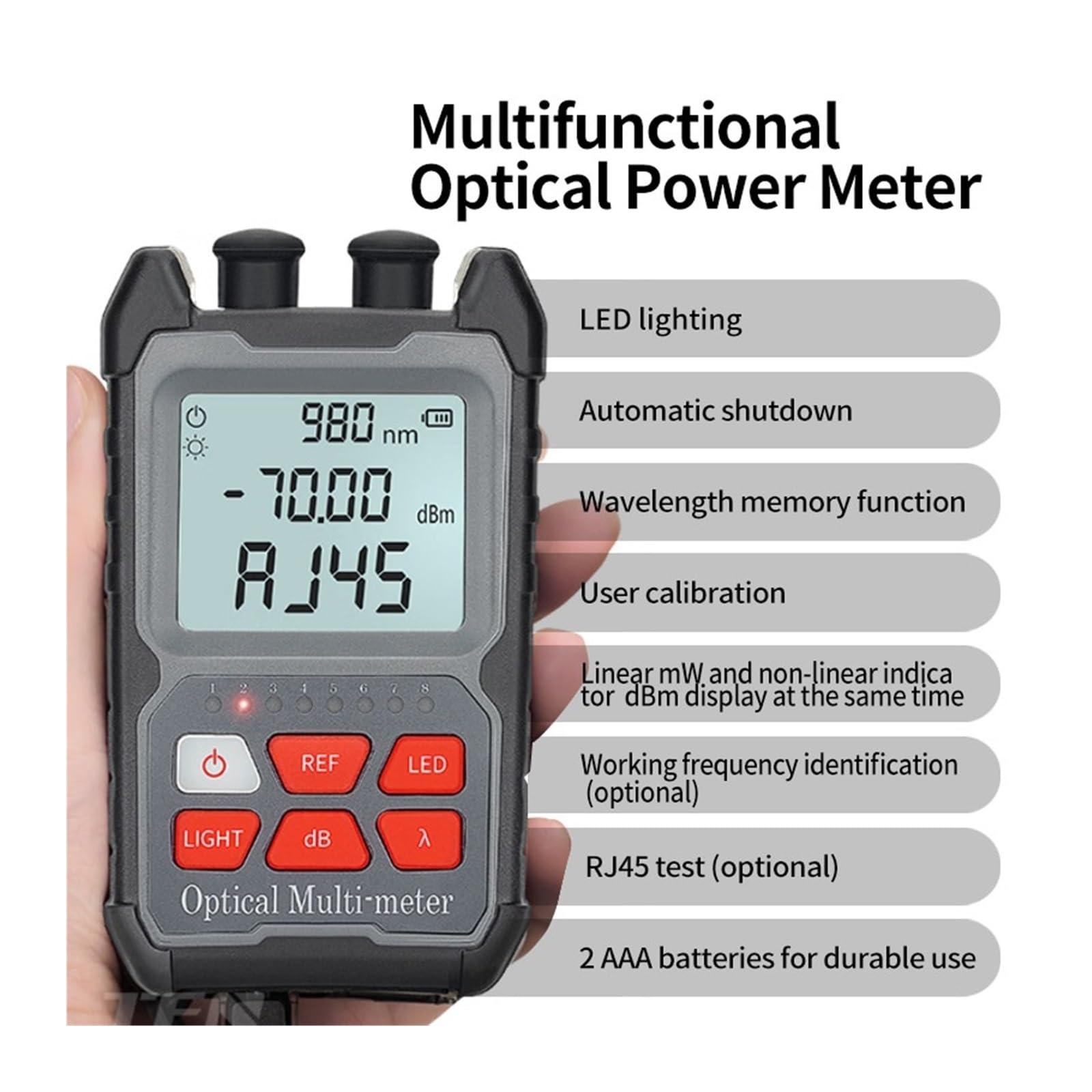 Testeur de fibre optique, Mini Testeur De Puissance Optique Portatif OPM, Batterie Sèche Haut Gamme, Compteur