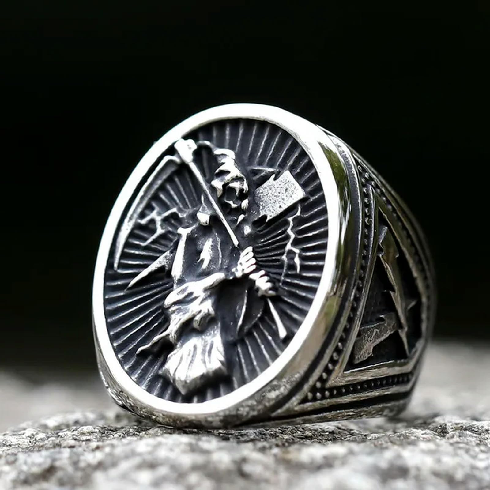 New Men's Rings Sickle Calvarium Skull Ring For Teens Punk Jewelry Gift Vintage