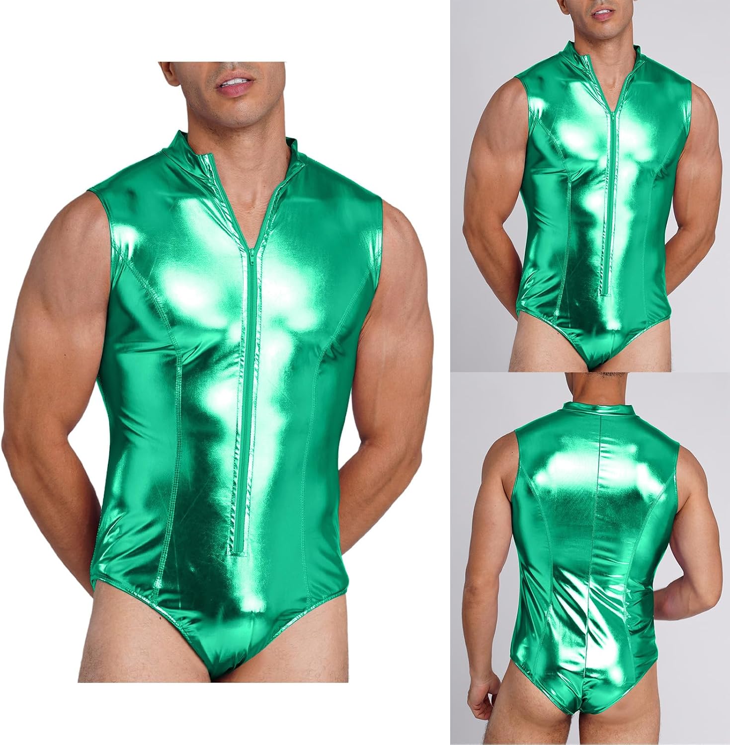Men's Bodysuit Tank Leotard Sleeveless Dance Leotards | One Piece Swimsuit,Activewear,One Piece Jumpsuits,Stand Collar Mock Neckline,Night Club Going Out Bodysuit,Sleeveless