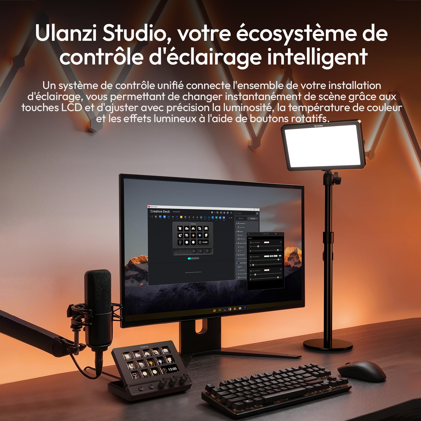 ULANZI D200X Stream Controller avec 14 Touches LCD Personnalisables, Clavier Macro Programmable à 3 Boutons Rotatifs, Deck Contrôleur avec 8-en-1 USB-C Hub 4K HDMI, YouTube, Twitch, Mac/PC