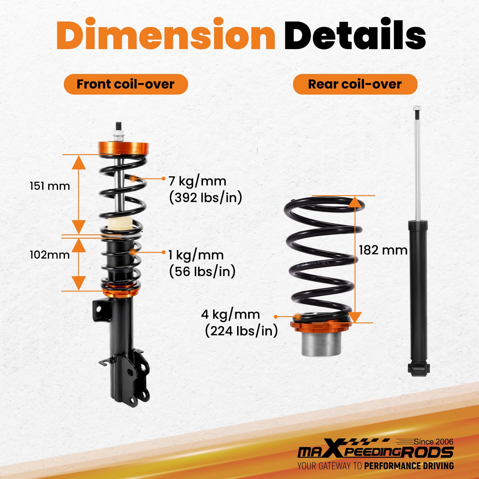 maXpeedingrods Zawieszenie gwintowane do Alfa Romeo Mito do Fiat Grande Punto do Opel Corsa D z regulacją wysokości Coilovers