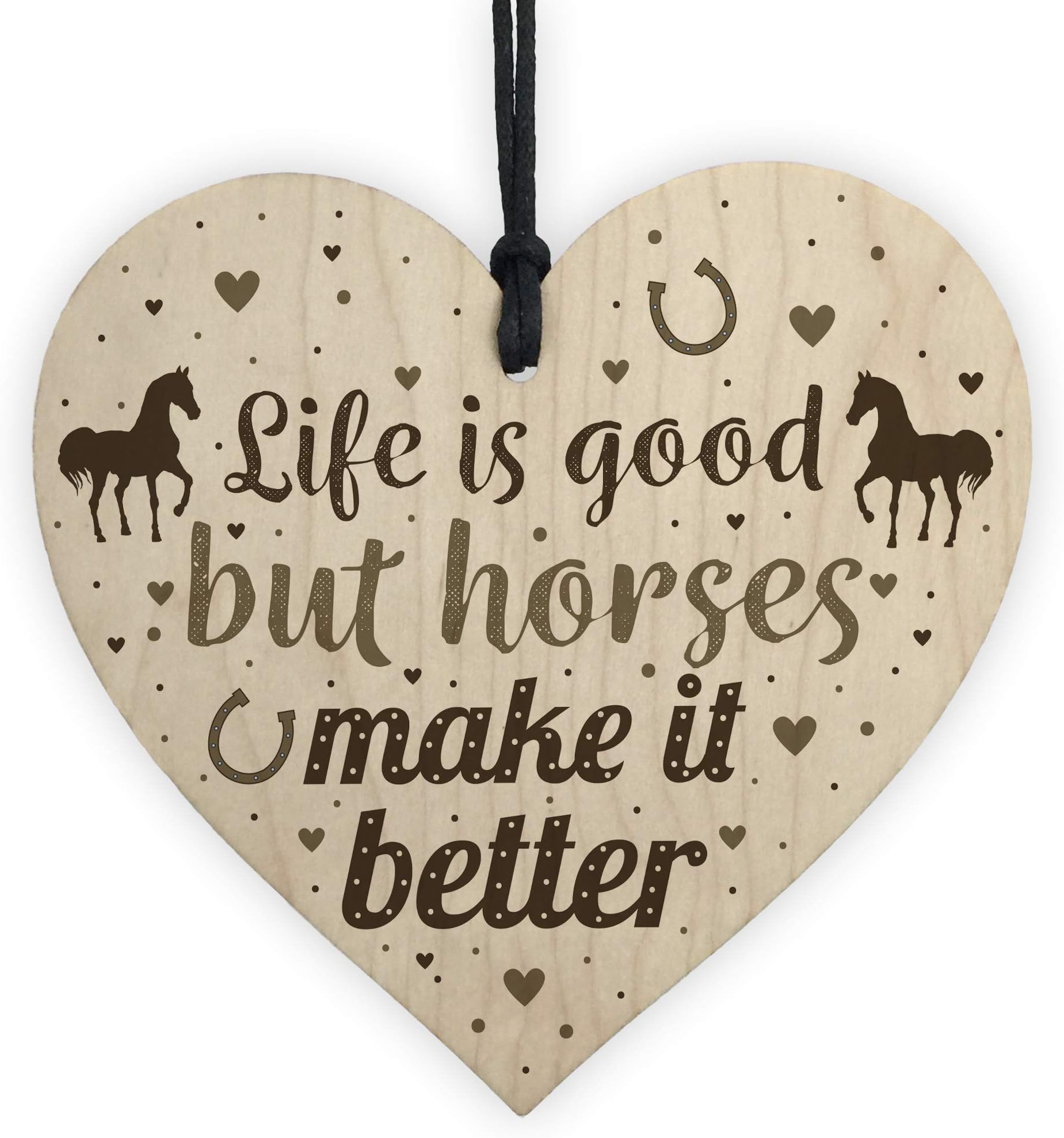 Red Ocean Funny Friendship Gift Horse Gifts For Women Girls Wooden Heart Accessory Stable Wall Door Sign