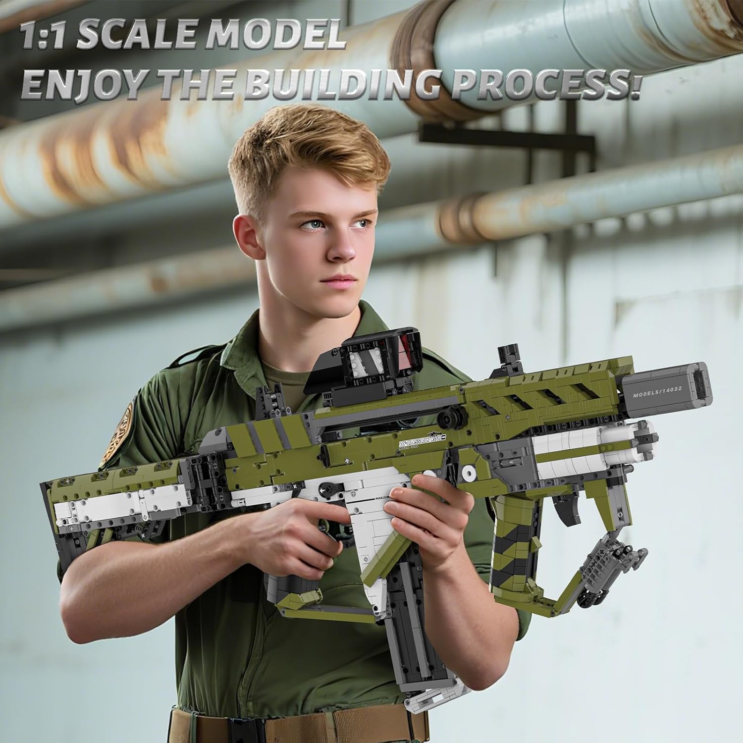 Mould King 14032 Building Block Gun for Adults, 1:1 Scale Tactical Design Building Sets, STEM Construction Toy for Teens Age 14+, Collector's Display Model (2848 Piece)