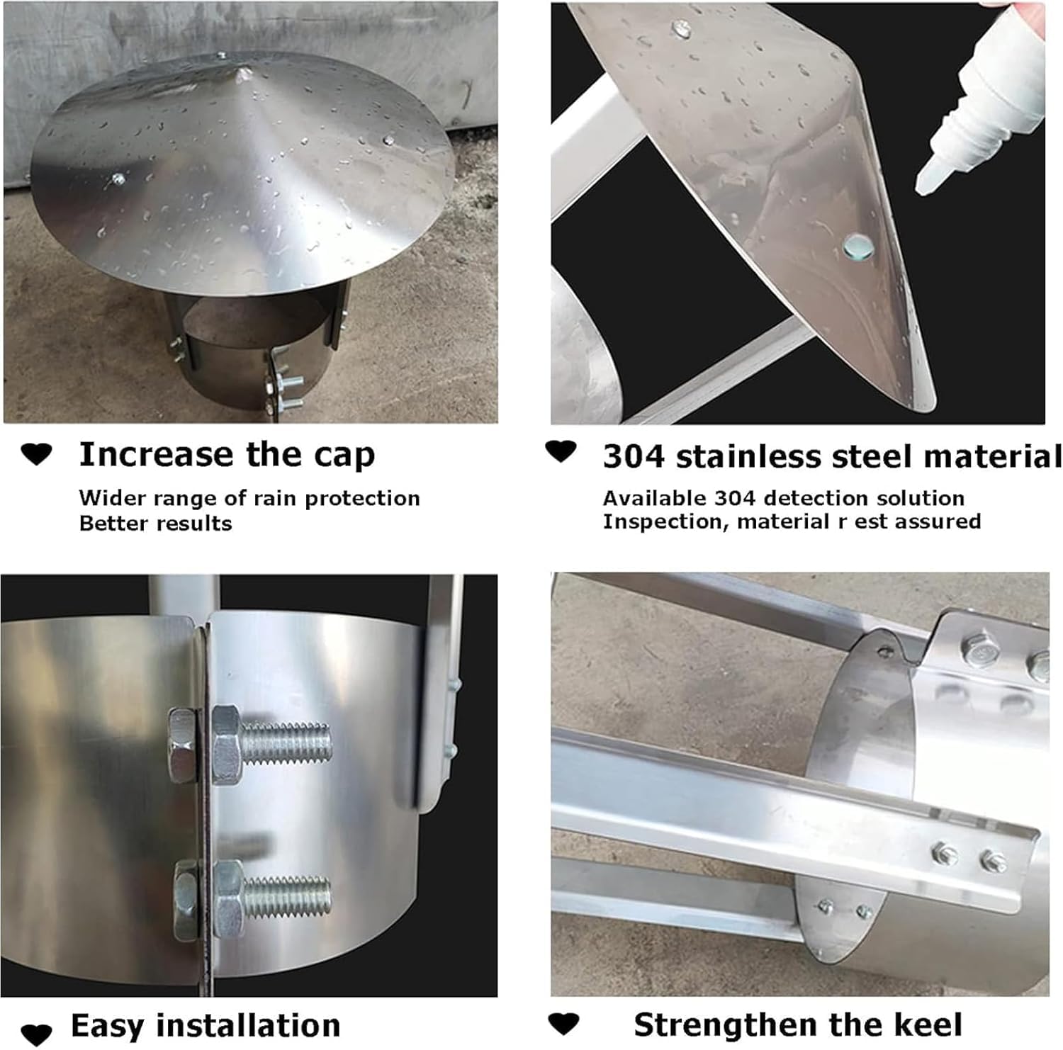 Genérico Sombrero para Chimenea de Acero Inoxidable, Protector contra Lluvia para Estufas de Leña - Protege de Lluvia, Nieve, Escombros y AnimalesSilver,Diameter120mm