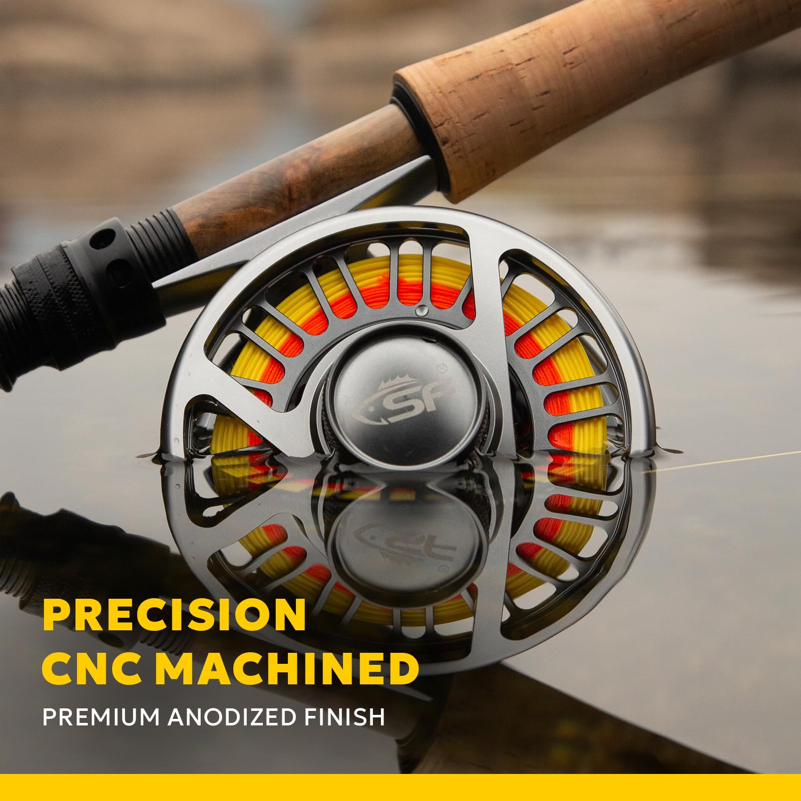 SF SF-003 Pro Mulinello da pesca a mosca per acqua dolce, processo di lavorazione di precisione CNC, design a medio arbor, sistema di trascinamento liscio, corpo in alluminio leggero