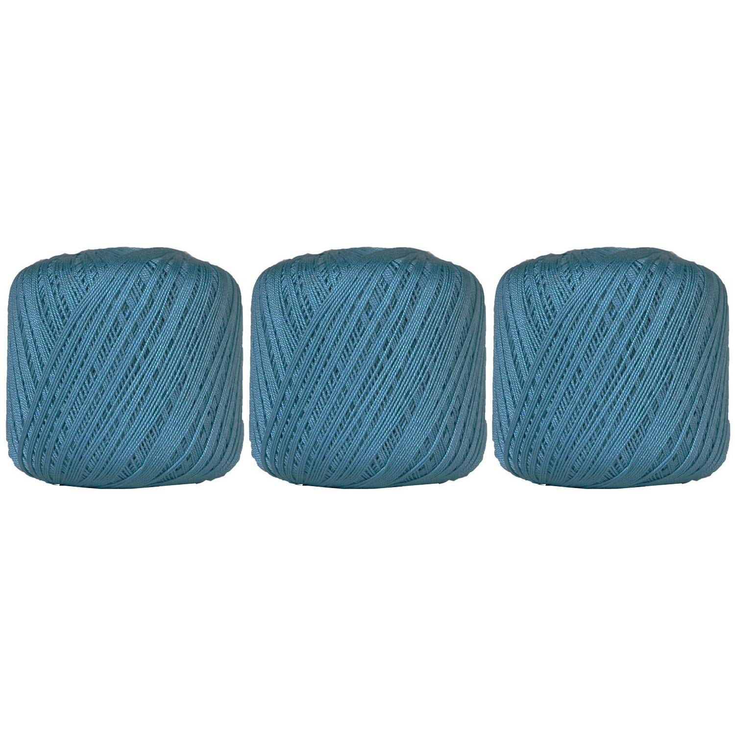 ThreadArt 100% Cotton Crochet Thread Size 10, 3 Ball Pack, Turquoise 42
