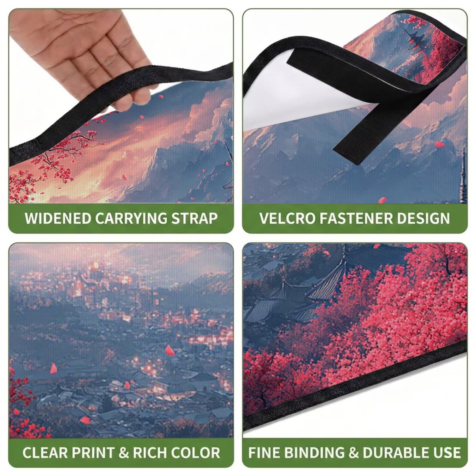 Coperta de Picnic Grande 200x200 cm, Giappone Manta Picnic Impermeable Anti-Sabbia Manta de Playa Pieghevole, Outdoor Picnic Blanket per Spiaggia, Camping, Giardino, Trekking - rosa FZ-26