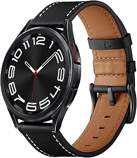 Aimtel Strap Compatible with Samsung Galaxy Watch 6 40mm/44mm/Classic 43/47mm&Galaxy Watch 5 40mm/44mm/5 Pro 45mm&Watch 4 40mm/44mm/42mm/46mm,20mm Leather Strap Replacement Band for Galaxy Watch 6/5/4
