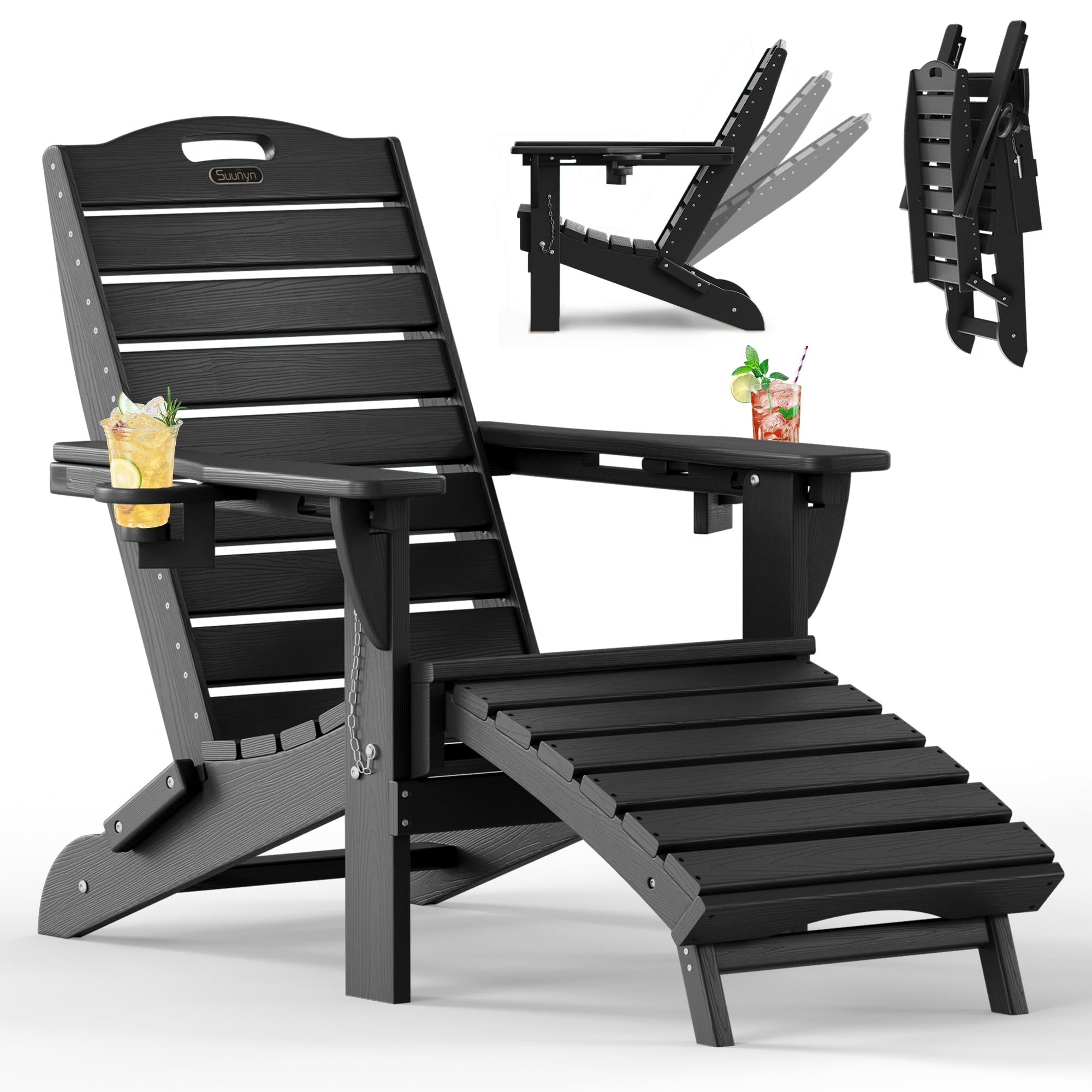 Amazon.com : SUUNYN Folding Adirondack Chair with Retractable