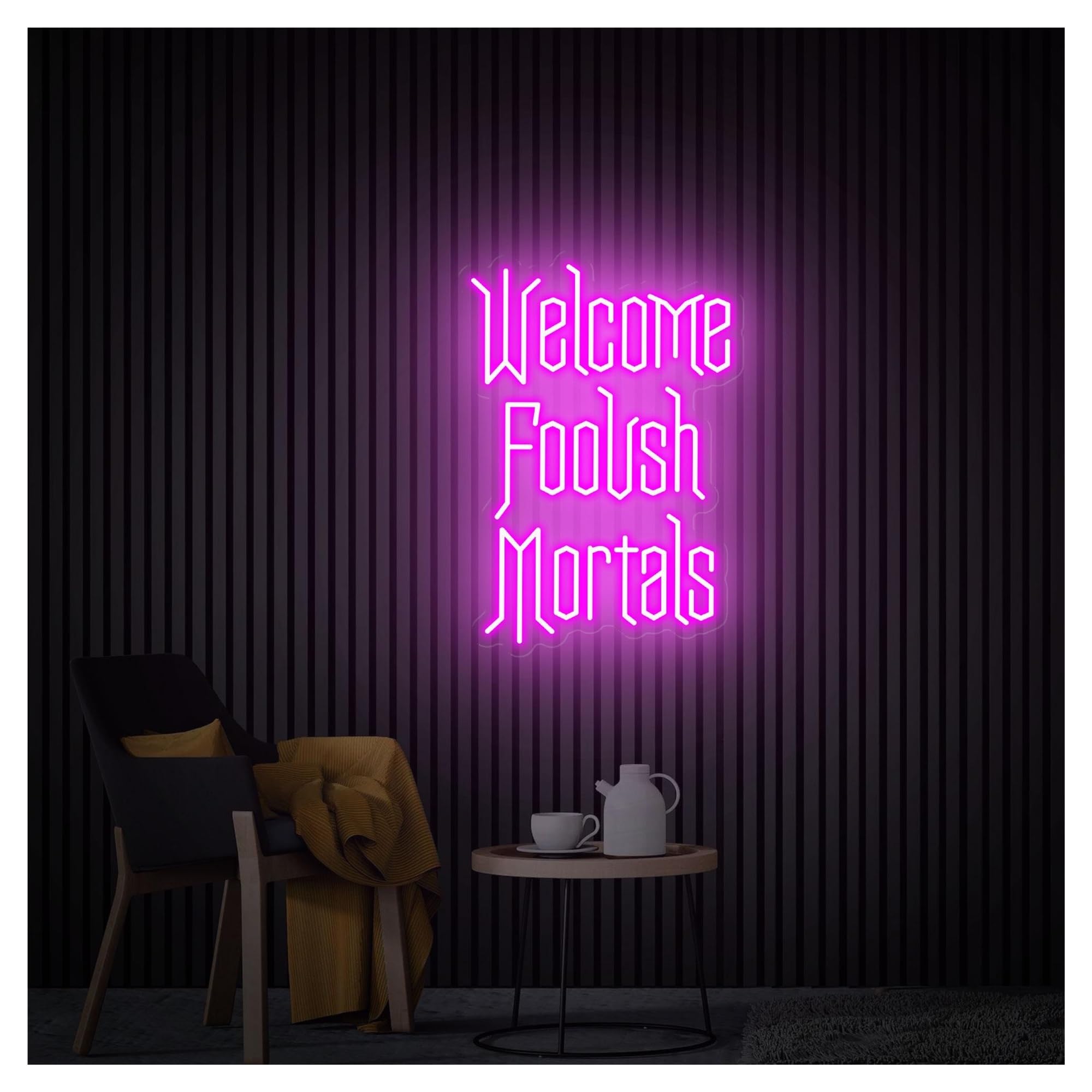 RONGCH Hanging Art Signs Welcome Foolish Mortals Neon Sign,Suitable for Festival Party Decor with Dimmable 31cmx45cm(D)