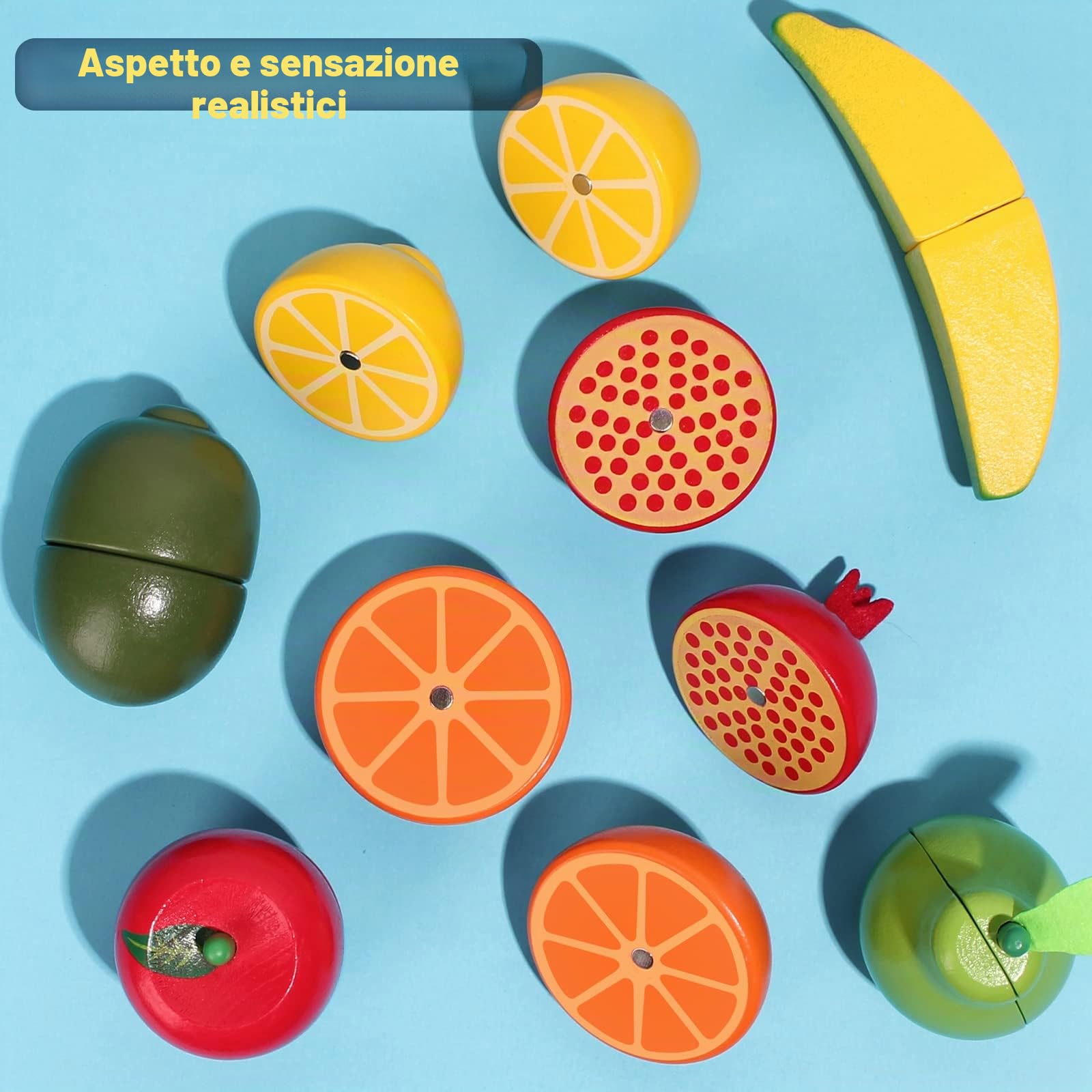 CARLORBO Giocattoli di Legno Finta Play Alimentare per Bambini da Cucina, Giochi di Ruolo Frutta e Verdura Giocattoli per 3 Anni Ragazzi e Ragazze