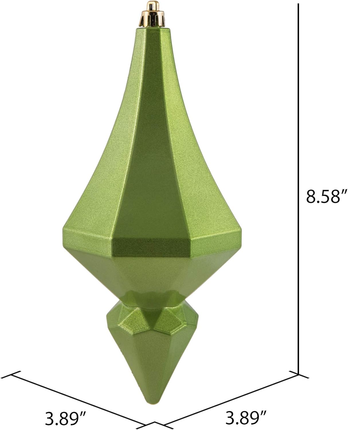 Vickerman 8" Candy Finish Diamond Finial Ornament, Shatterproof Plastic, Holiday Christmas Tree Decoration, 2 Pack, Celadon