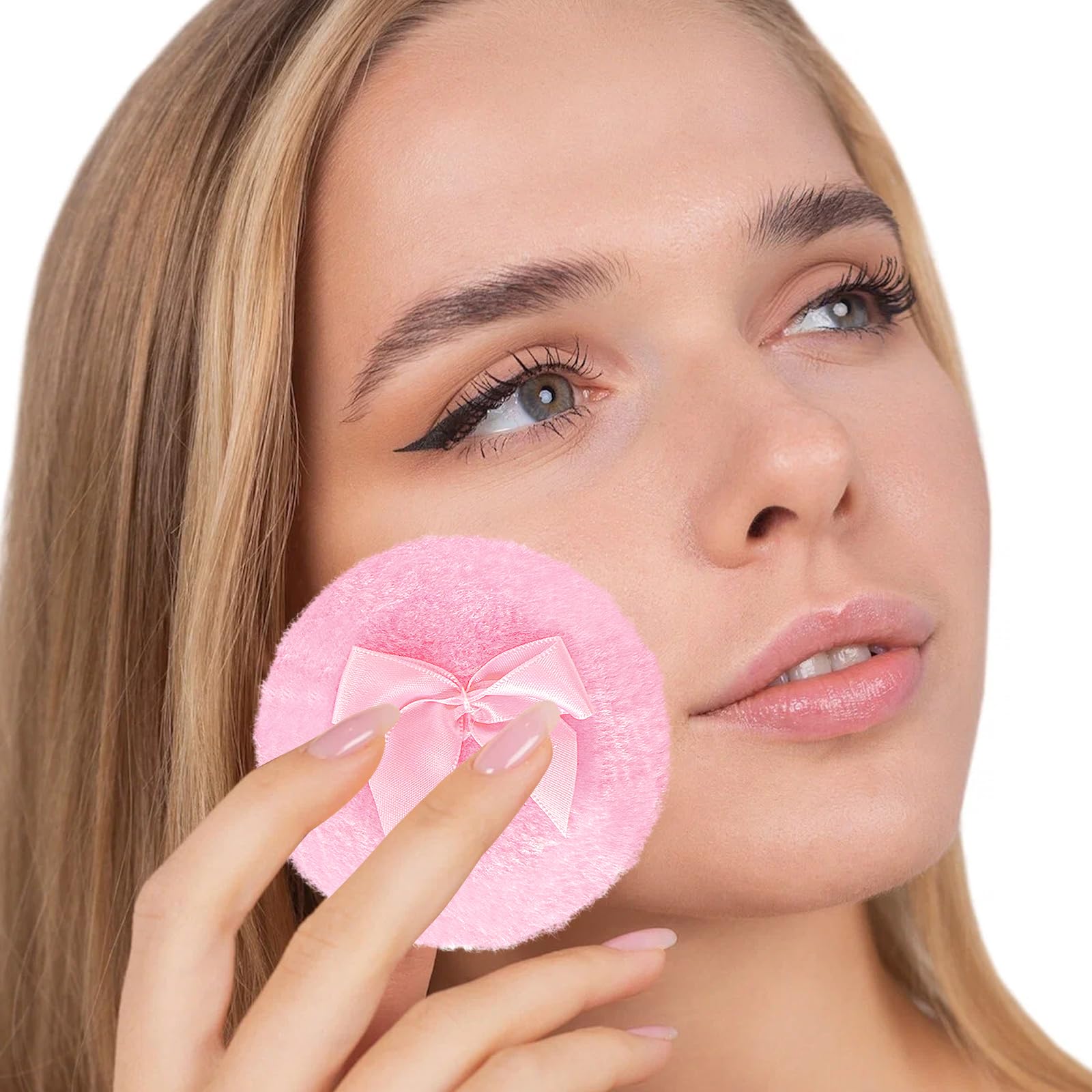 Sbuffi in polvere per il corpo con contenitore trasparente, 2 soffi morbidi in velluto per trucco bagnato e asciutto, custodia riutilizzabile per polvere per viso e corpo glitter