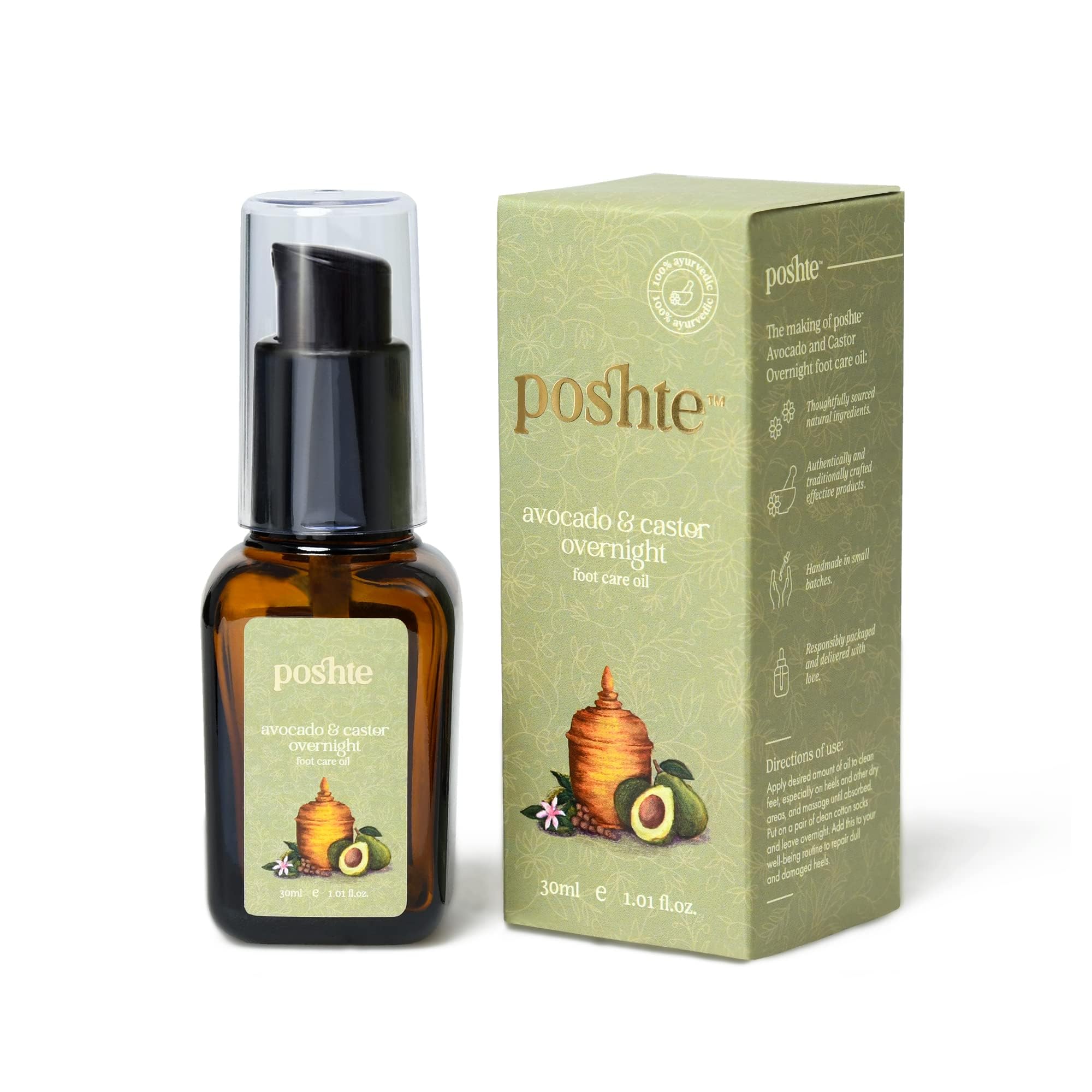 Avocado and Castor Overnight Foot Care Oil for Rough, Dry and Repair Dull, Cracked Heels For Men & Women (30 Ml_Golden)-image-9