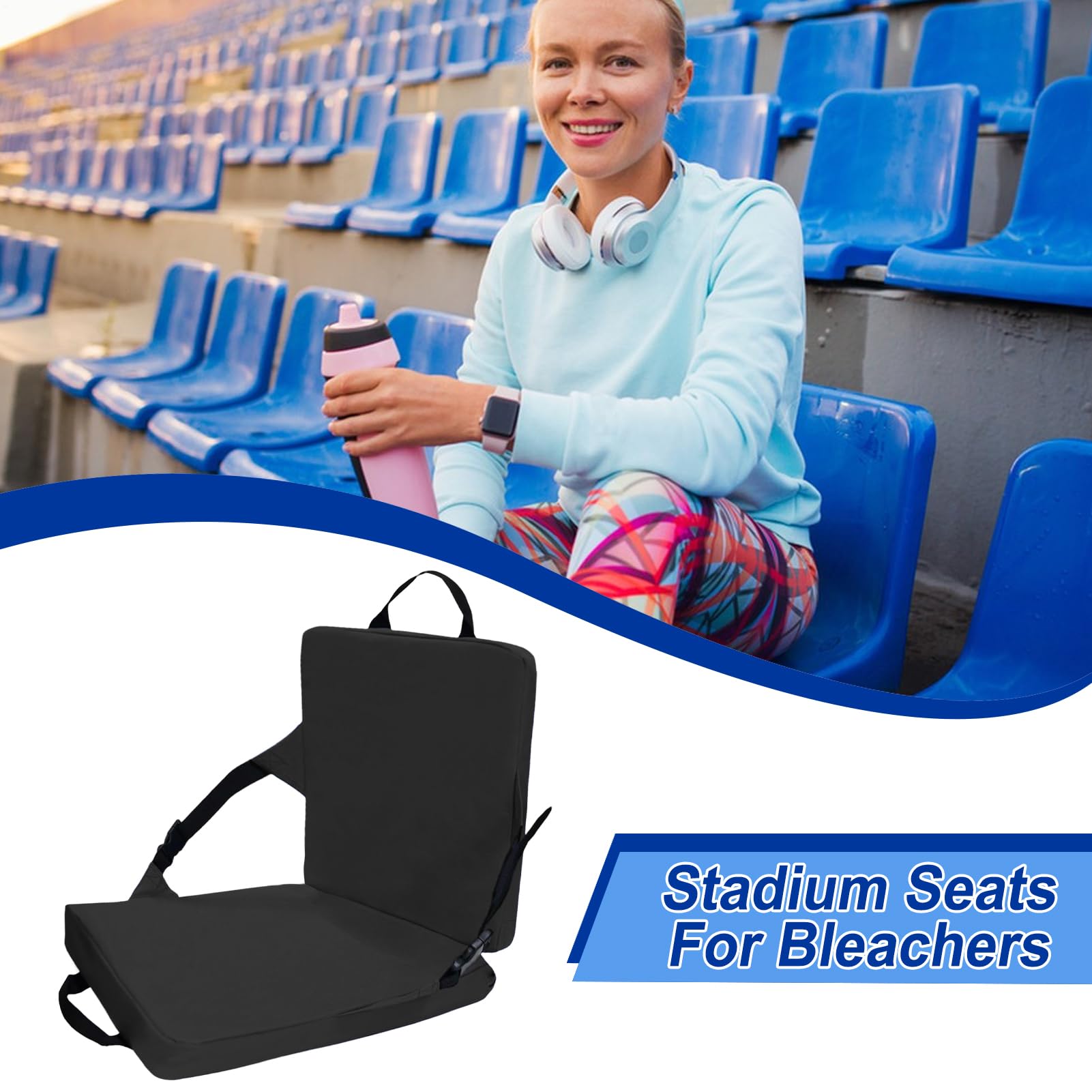 Sedia da gradinata con schienale Cuscino Pieghevole Portatile per Seduta a | Sedia da Tribuna con Schienale per baseball, football, giochi, campeggio, spiaggia, picnic