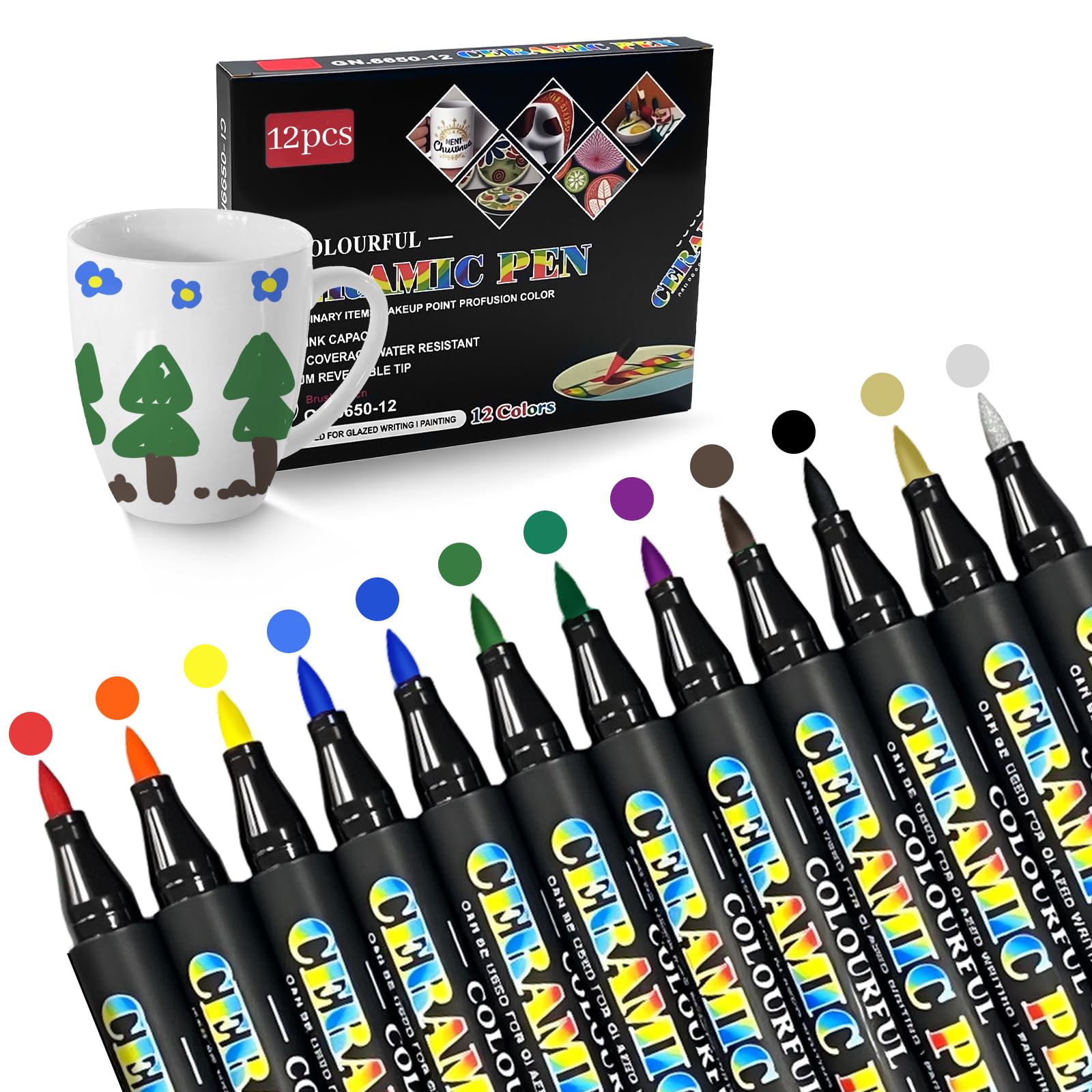 24 Porzellanstifte Acrylmarker – Wasserfest, Spülmaschinenfest, 1 Mm Feine Spitze, Für Stein, Glas, Holz & Porzellan