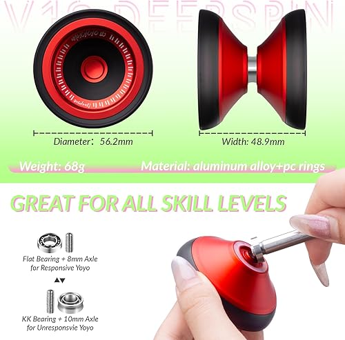 Miniatura 12 de MAGICYOYO V13 DEEPSPIN Yoyo Bimaterial para niños de 8 a 12 años, Yoyo profesional de doble función para todos los niveles de habilidad, Yo-yo de