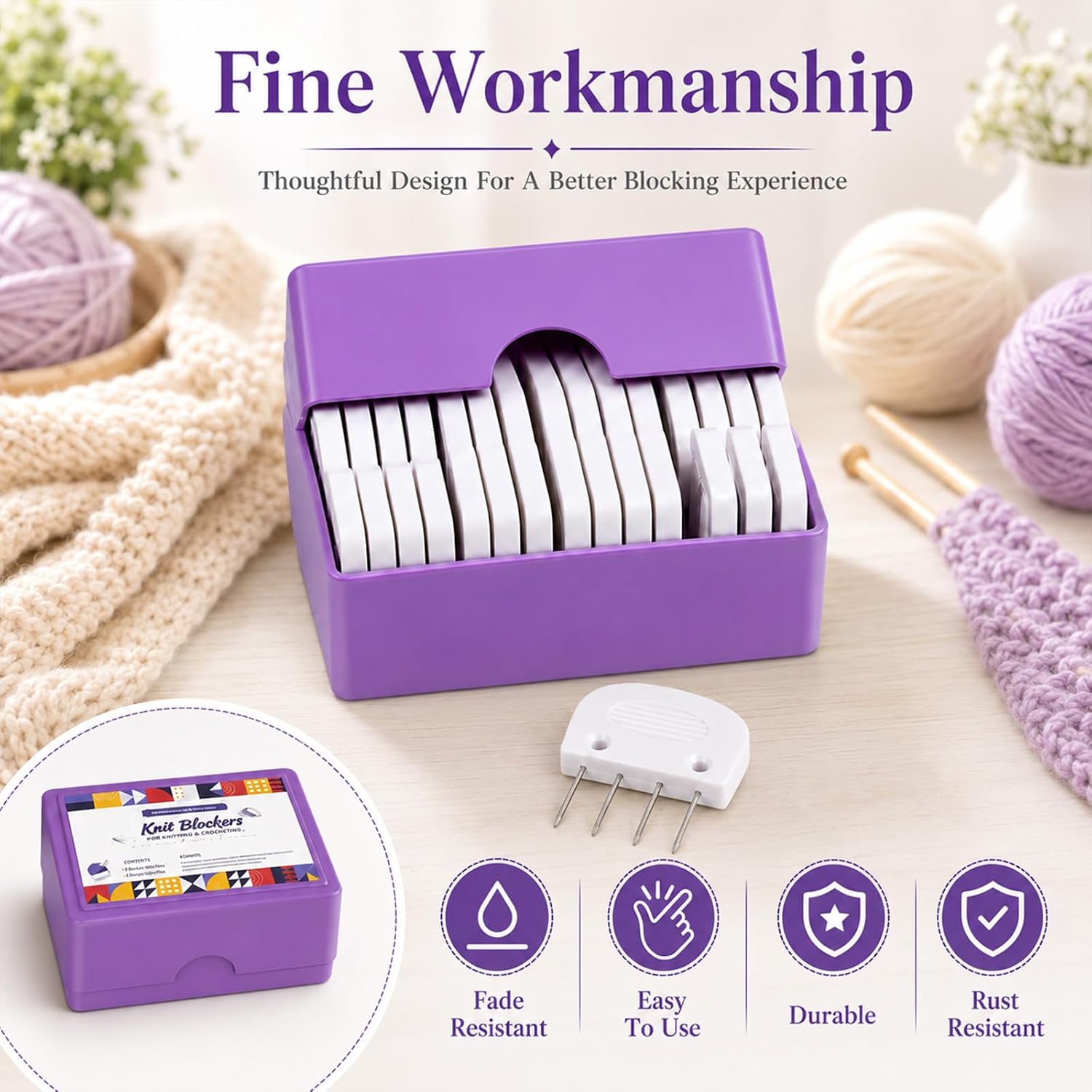 KongTiva 40 Pcs Knit Blocking Pins Kit, Knit Blockers Pins Kit