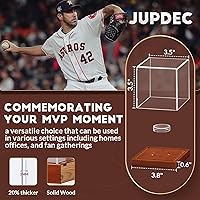 Vista 5 de JupDec Caja de exhibición de béisbol - Soporte de cubo transparente para pelotas de béisbol con base de madera, caja de soporte para autógrafos
