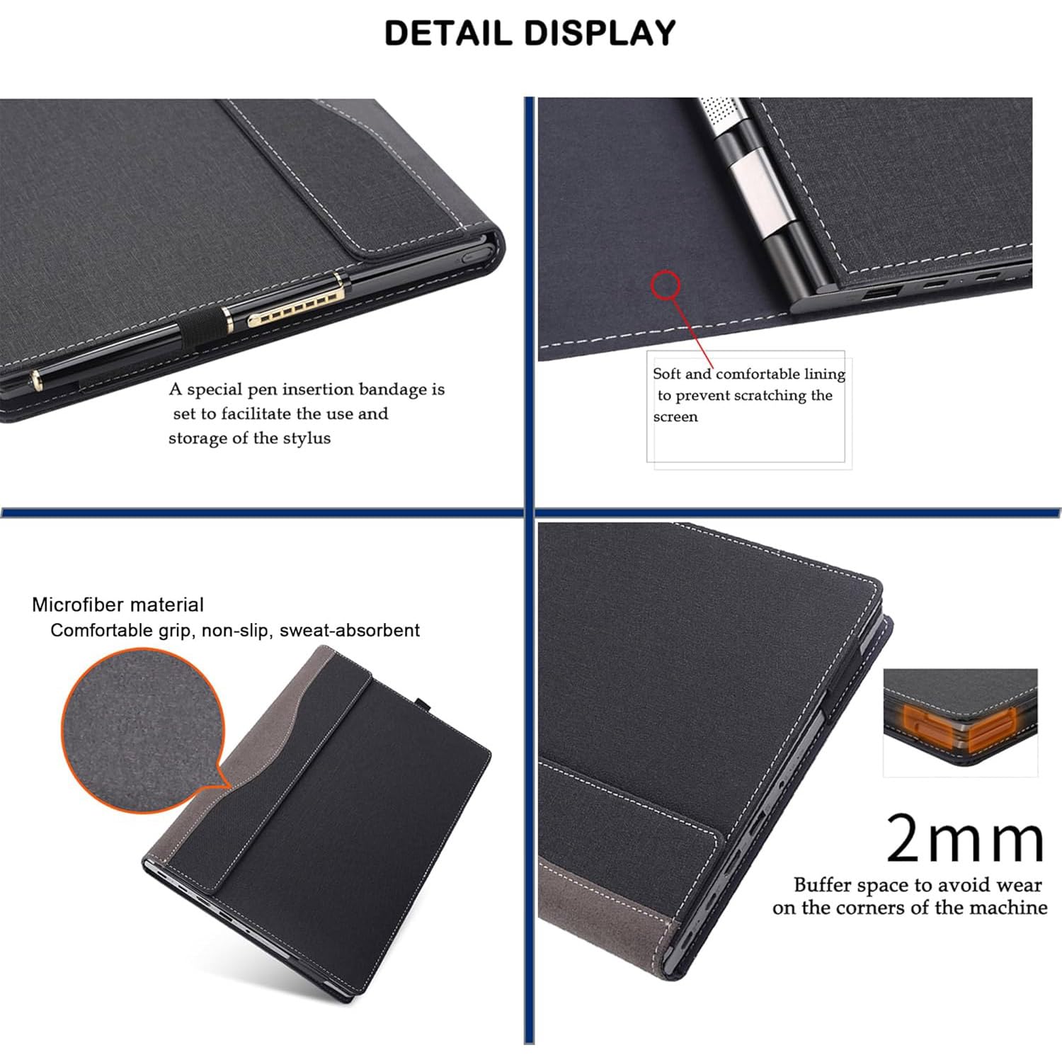Funda para laptop HP OMEN MAX de 16 pulgadas para juegos de 16 pulgadas y para OMEN Gaming de 16 pulgadas de 16 pulgadas, funda protectora de piel sintética, accesorios desmontables (gris oscuro)
