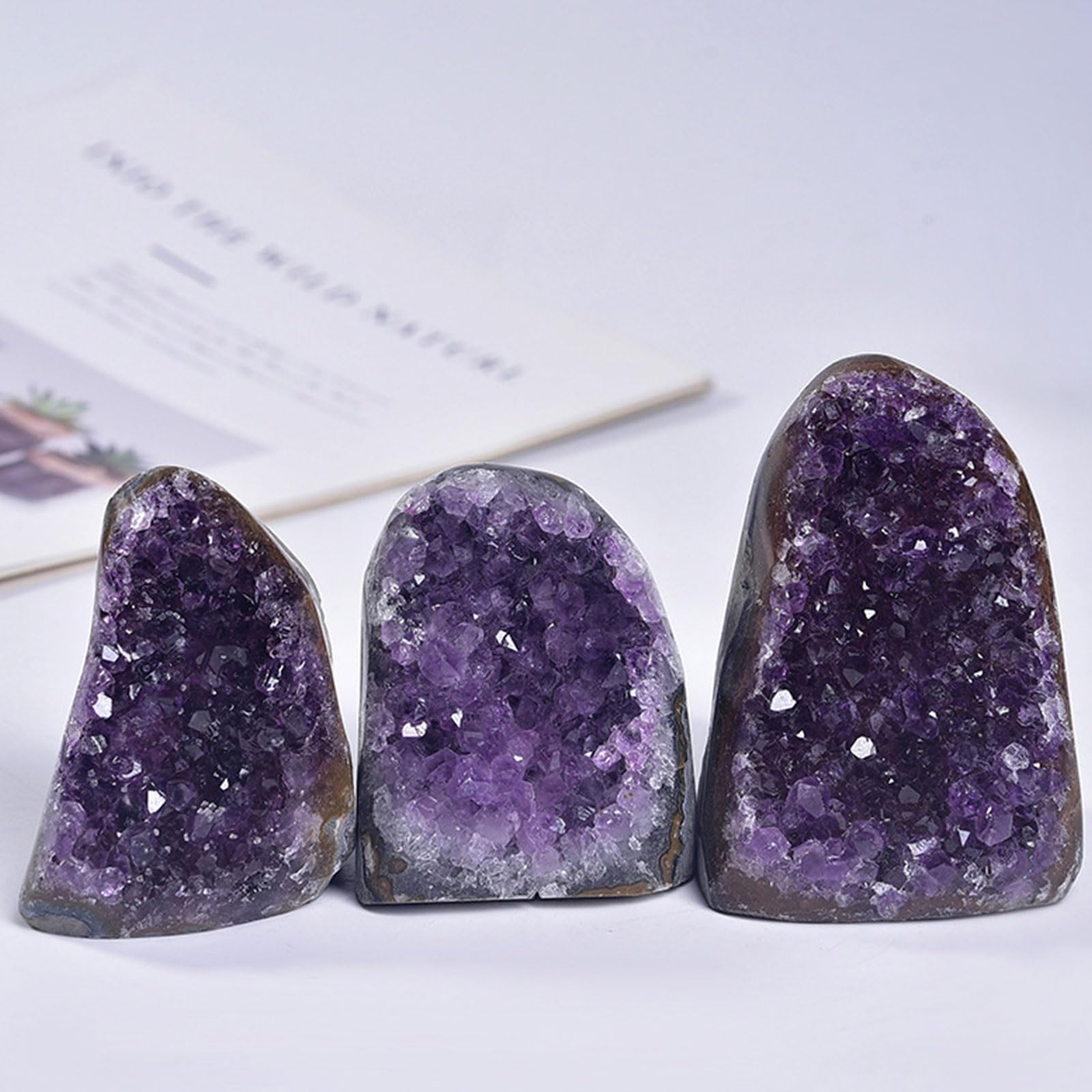 Geode Druzy di Ametista Naturale Cluster di Rocce di Pietre di Cristallo curative Esemplare di Pietra preziosa di Ametista per Il bilanciamento dei Chakra, la Stregoneria,500~600g
