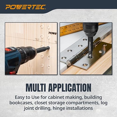 Miniatura 7 de POWERTEC 71653 Plantilla de perforación de pasador de estante con broca de centrado automático de 14"