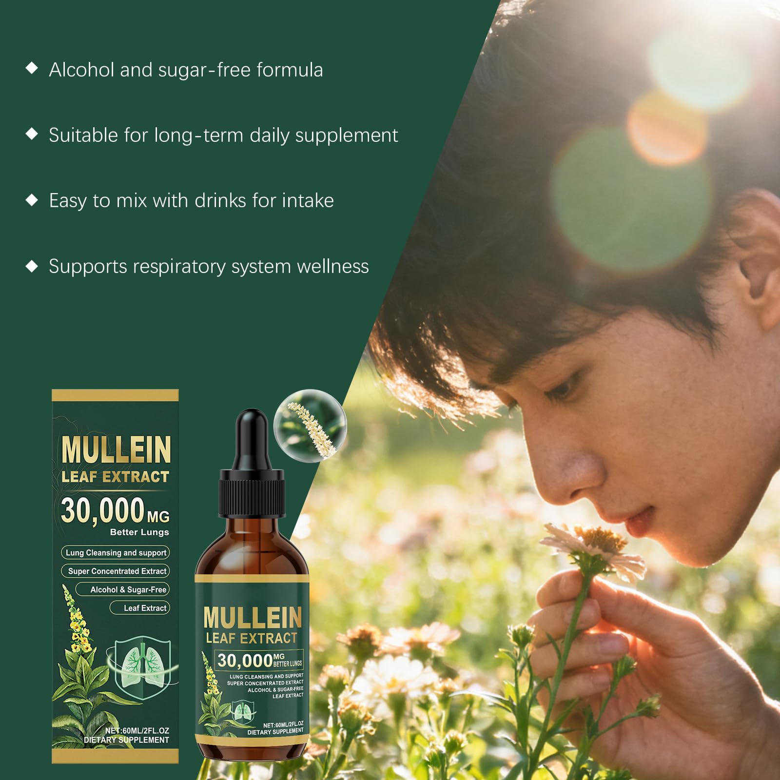 Königskerze Tropfen für Lungen, Mullein Tropfen Lungenfrei, Königskerze Extrakt 30000, Mullein Drops for Lungs, Königskerzen Lungenreinigung fur Die Lunge, Herbal Lungenreinigung, 3 Pc