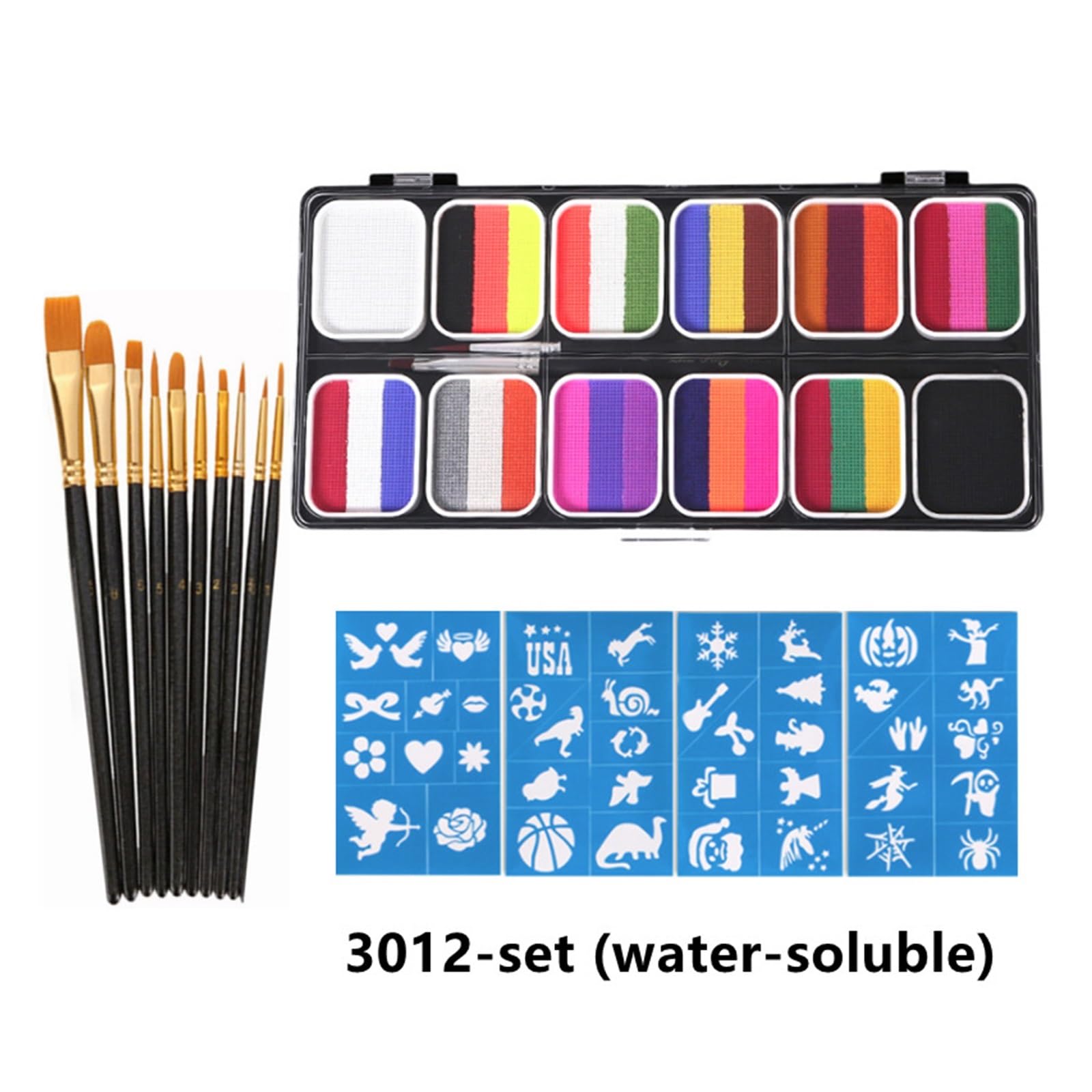 paleta de pintura corporal Juego de pintura facial y corporal malla 12 piezas(3012set(watersoluble)