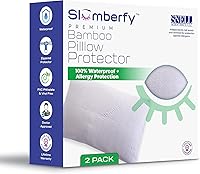 Vista 1 de Slumberfy - Protector de almohada de bambú impermeable de tamaño estándar, fundas de almohada premium con protección contra alergias, funda