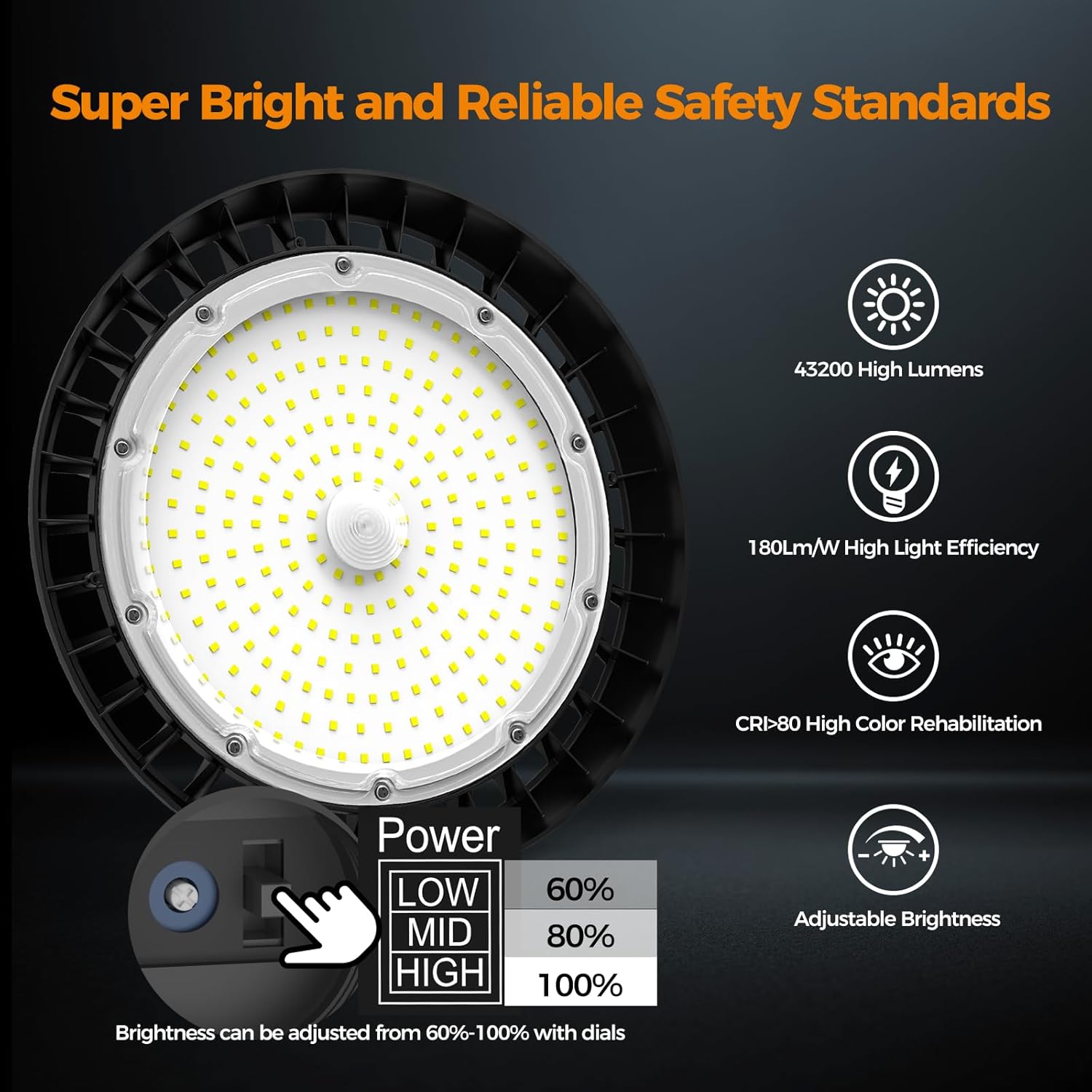 high bay lights led ufo light 240w led shop lights 6000k ip65 commercial bay lighting fixture 43200 lm super bright, 5ft cable plug & play for warehouse factory garage workshop barn 4 pack 240w 4pack