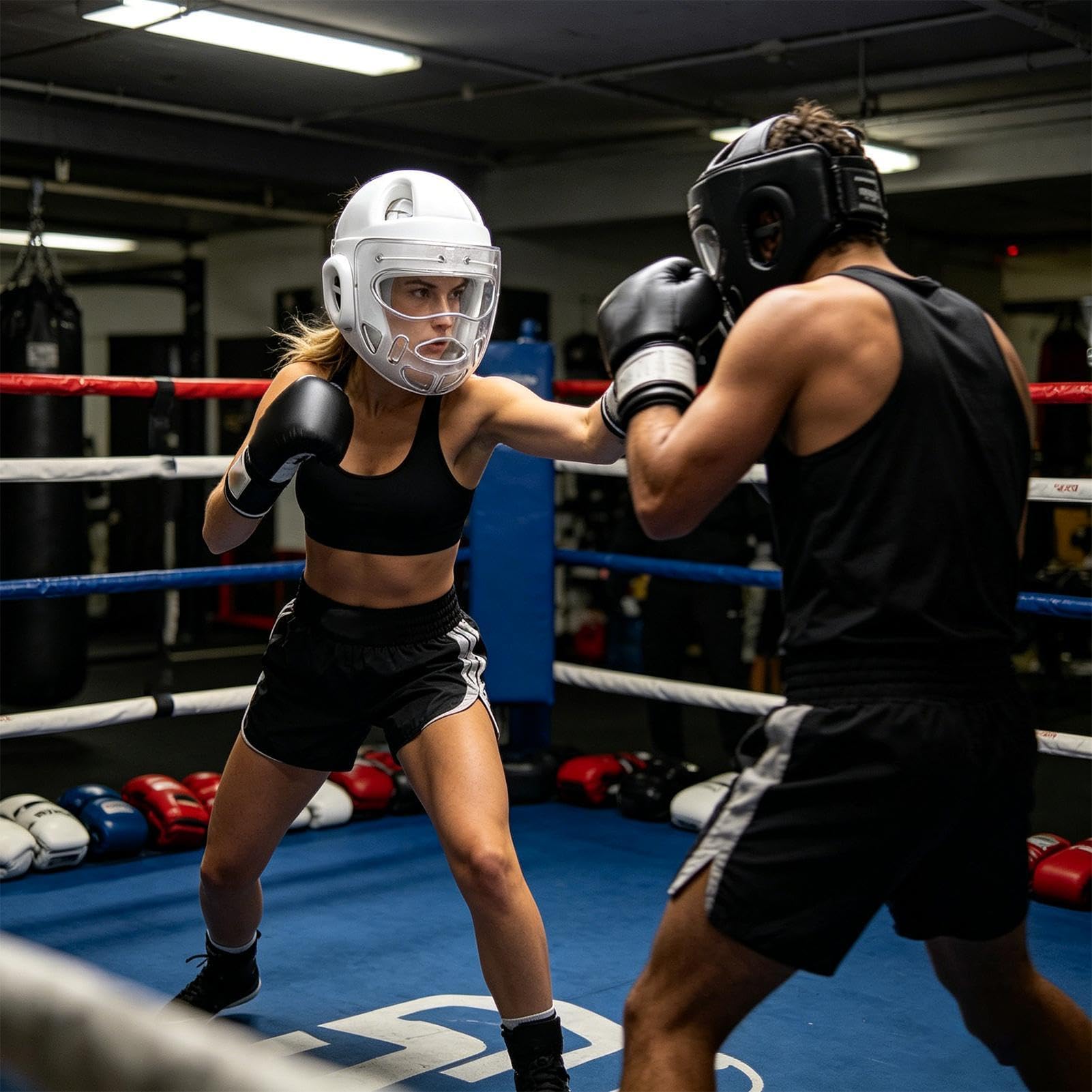 Pokrowiec ochronny na boks, pełna ochrona twarzy, do sparingów, dla dorosłych, dzieci, początkujących | dla dorosłych, dzieci, początkujących w karatach, kickboxingu, na zawody, trening