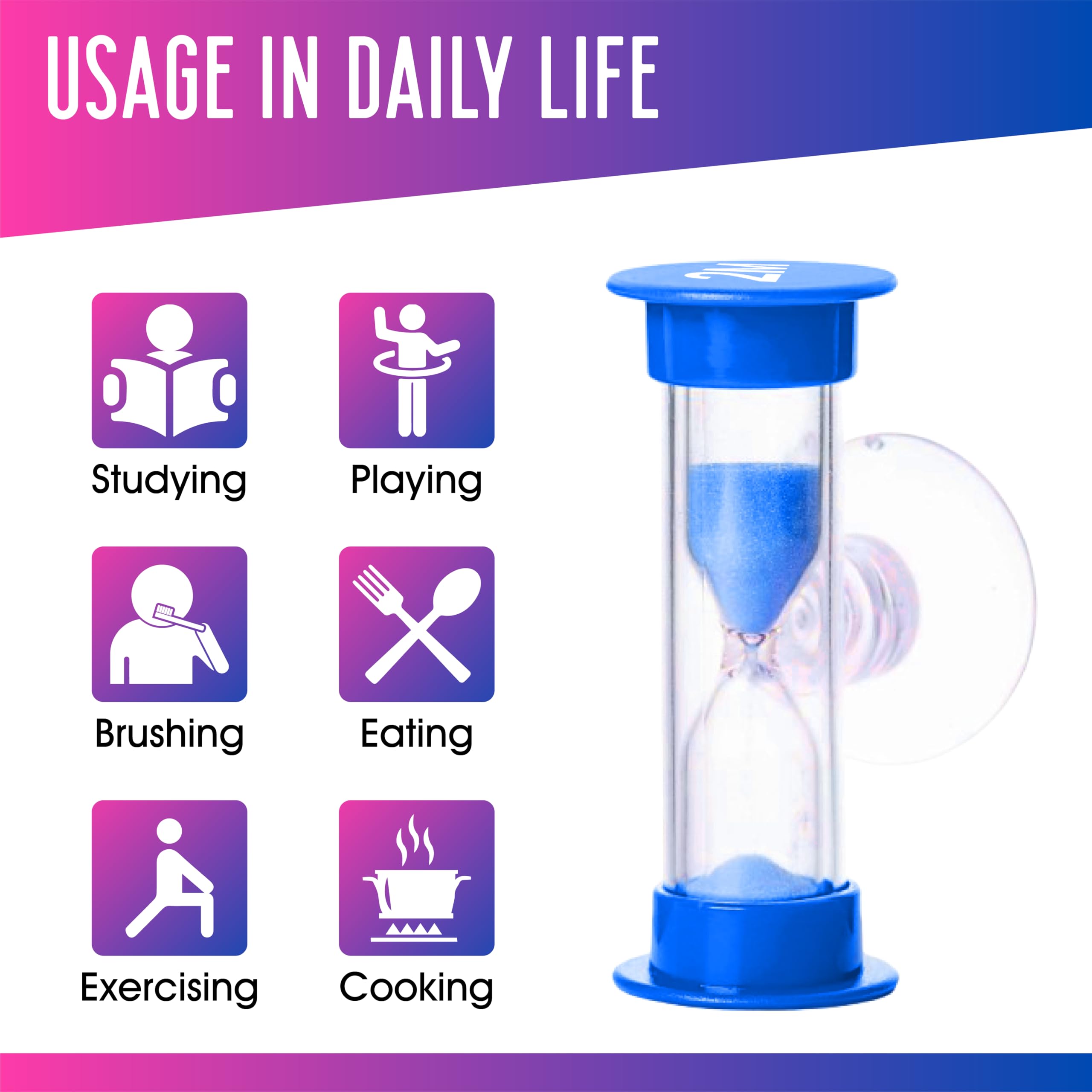 Sablier De 2 Minutes Avec Ventouse, Sablier En Plastique Pour