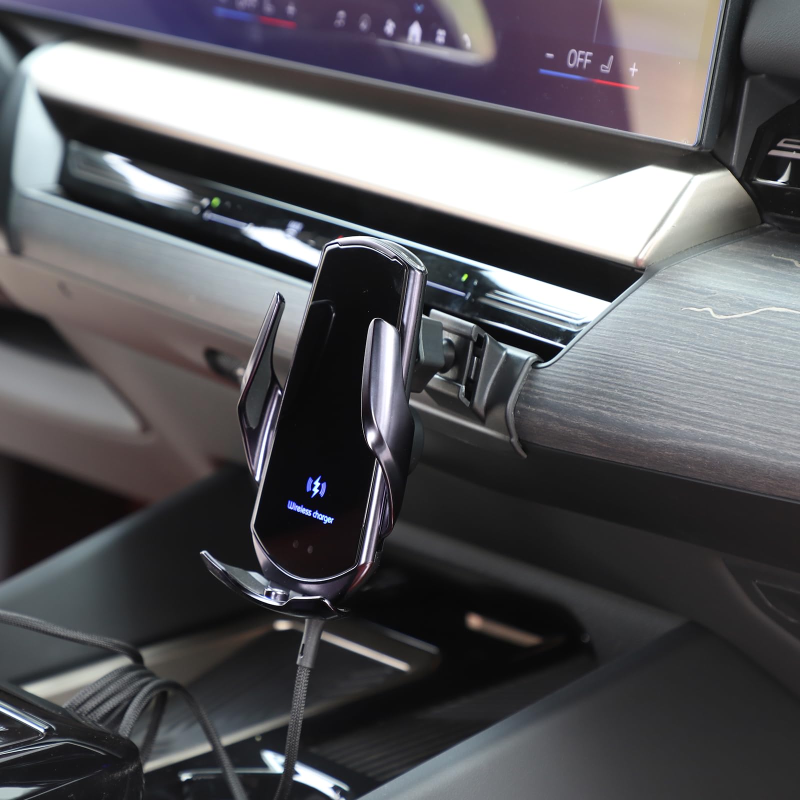 Soporte de teléfono móvil para coche compatible con Auto-B 5 (G60/G61) a partir de año de fabricación 2024 – Clip para rejilla de ventilación – Cabezal esférico modelo A Carga Inalámbrica