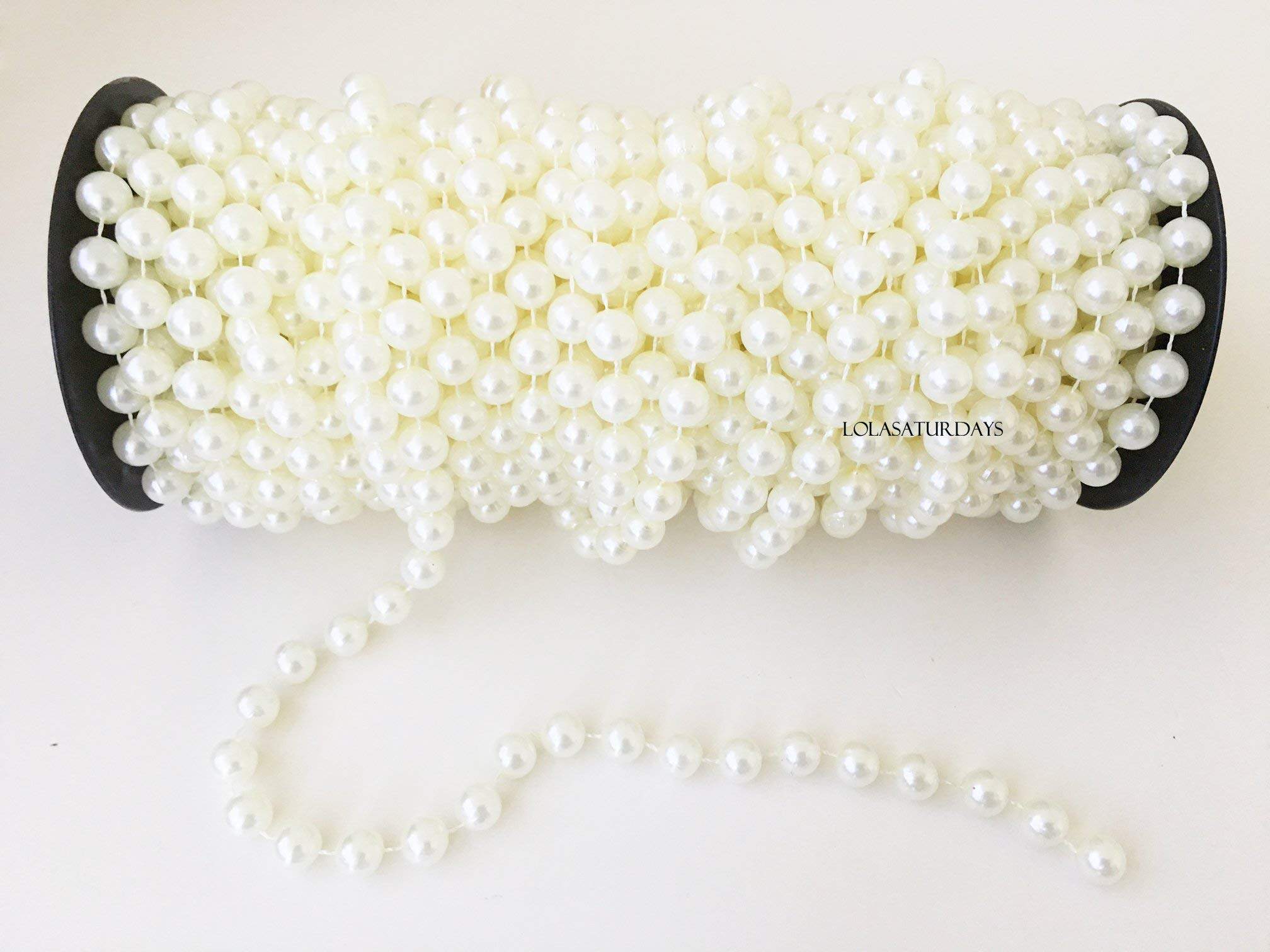 Lolasaturdays 10mm Ivory Pearls Beads on Thread by The roll- 22 Yards (Ivory)