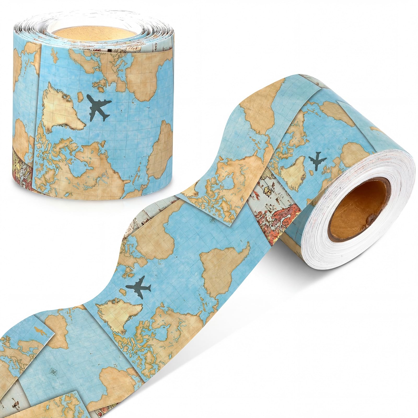68.9 Feet Travel The Map Roll Bulletin Board Border Decorations Globes Map Rolled Border Trim for Party Classroom Bulletin Boards Chalkboard Wall Decor