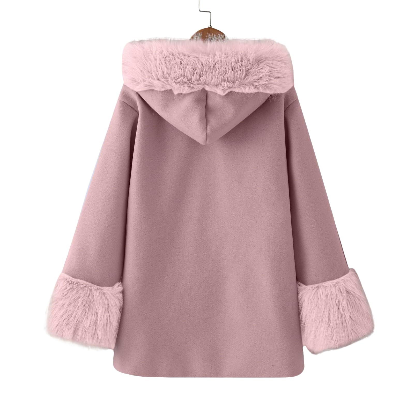 Abrigo de Invierno para Niña en Tejido de Algodón Lavado con Refuerzo,Abrigo de Invierno para Niña con Mangas Largas y Capucha con Adornos de Peluche Sintético, Chaqueta para Niña con Bolsillos