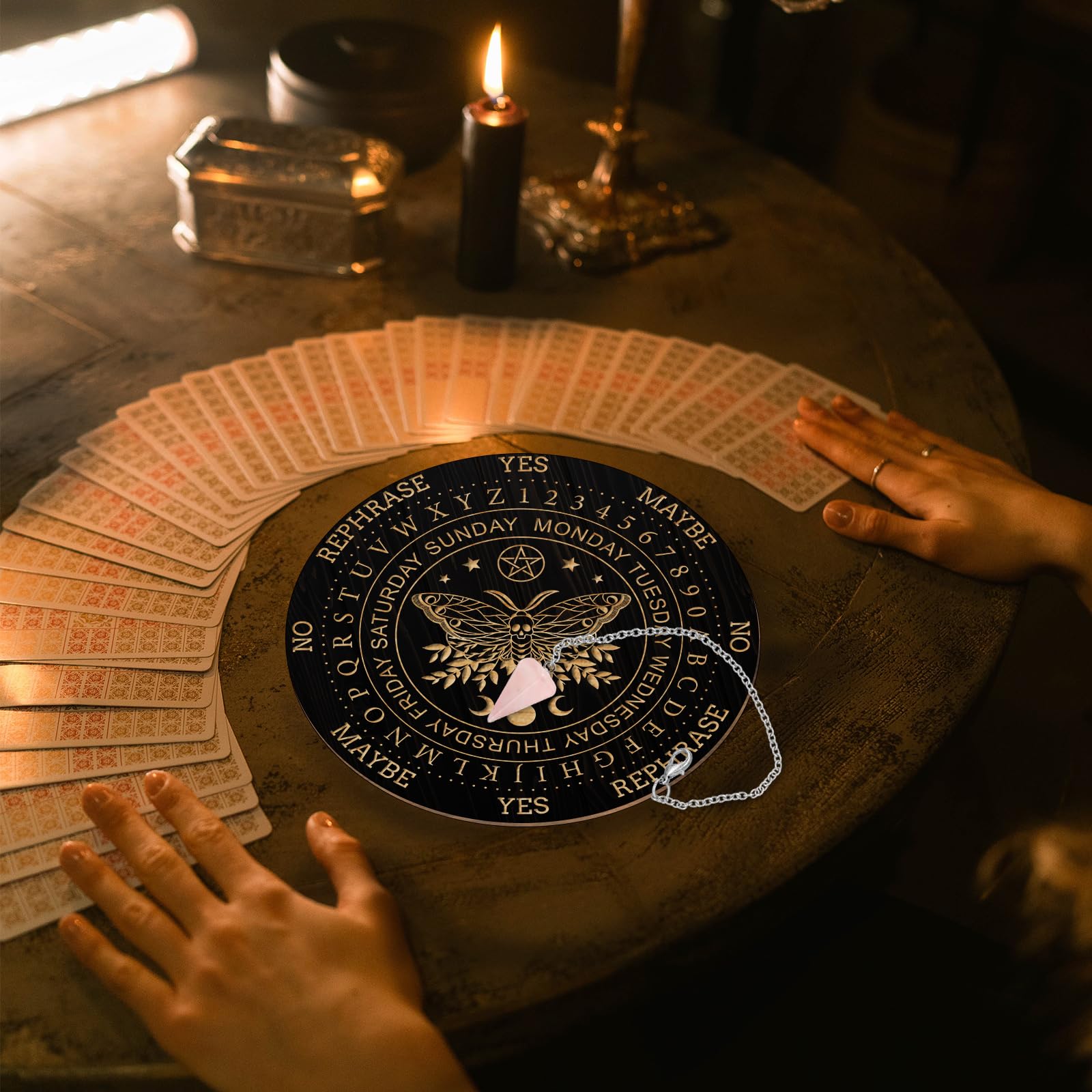 AHANDMAKER Pendelbrett-Set Aus Holz Mit Kristallpendel – Für Meditation & Spirituelle Praxis