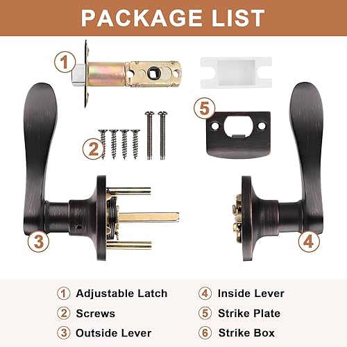 Miniatura 4 de Probrico Paquete de 3 manijas de puerta de paso juego de manijas sin bloqueo, juego de manijas de puerta sin bloqueo para pasillo o armarios,