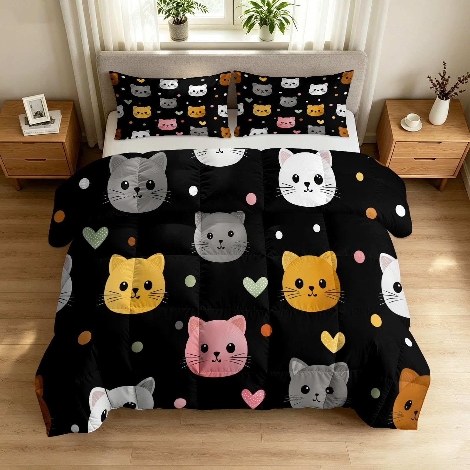 Générique Lekka i cienka letnia kołdra 220 x 240 cm Cartoon Duvet bez poszewki nadający się do prania - miękki i oddychający koc do pikowania, urocze zwierzątka kołdra w kropki z 2 poszewkami na